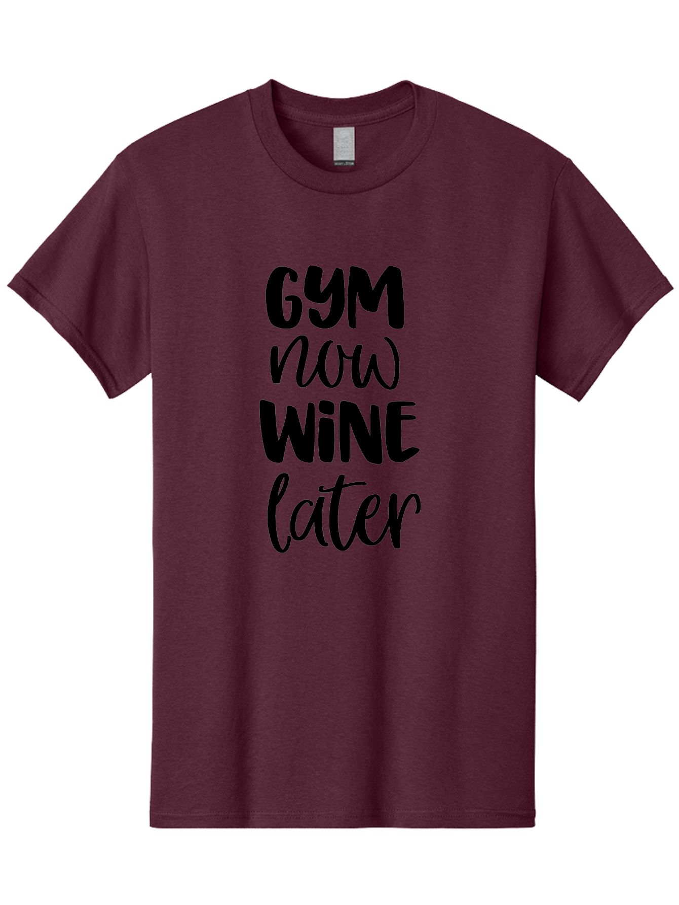 Gym-Now-Wine-Later-1 Men'S Graphic Tee, 100% Cotton, Comfortable Casual Summer Wear, Machine Washable, Gym Motivation, Fitness Quotes, Wine Lover, Fitness Humor, Workout Inspiration, Funny Sayings, Wine Time, Gym Now Wine Later Aac783 3