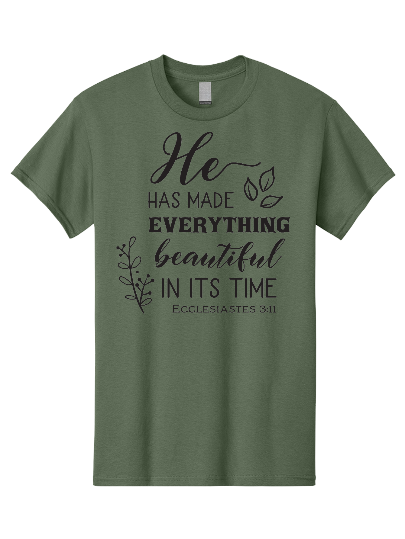 He-Has-Made-Everything-Beautiful-In-Its-Time Men'S Graphic Tee, 100% Cotton, Comfortable Casual Summer Wear, Machine Washable, Inspirational Quote, He Has Made Everything Beautiful In Its Time, Scripture Art, Floral Design, Bible Verse, Aac803 11