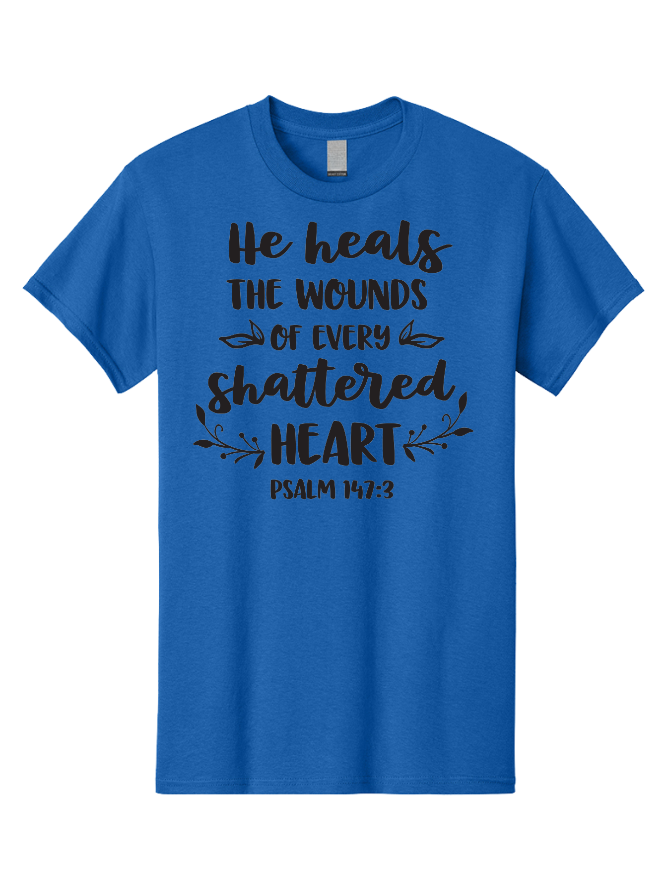 He-Heals-The-Wounds-Of-Every-Shattered-Heart-Psalm-147-3 Men'S Graphic Tee, 100% Cotton, Comfortable Casual Summer Wear, Machine Washable, Inspirational Quote, Bible Verse, Healing Scripture, Psalm 147:3, Heart Healing, Faith Based, Aac804 3