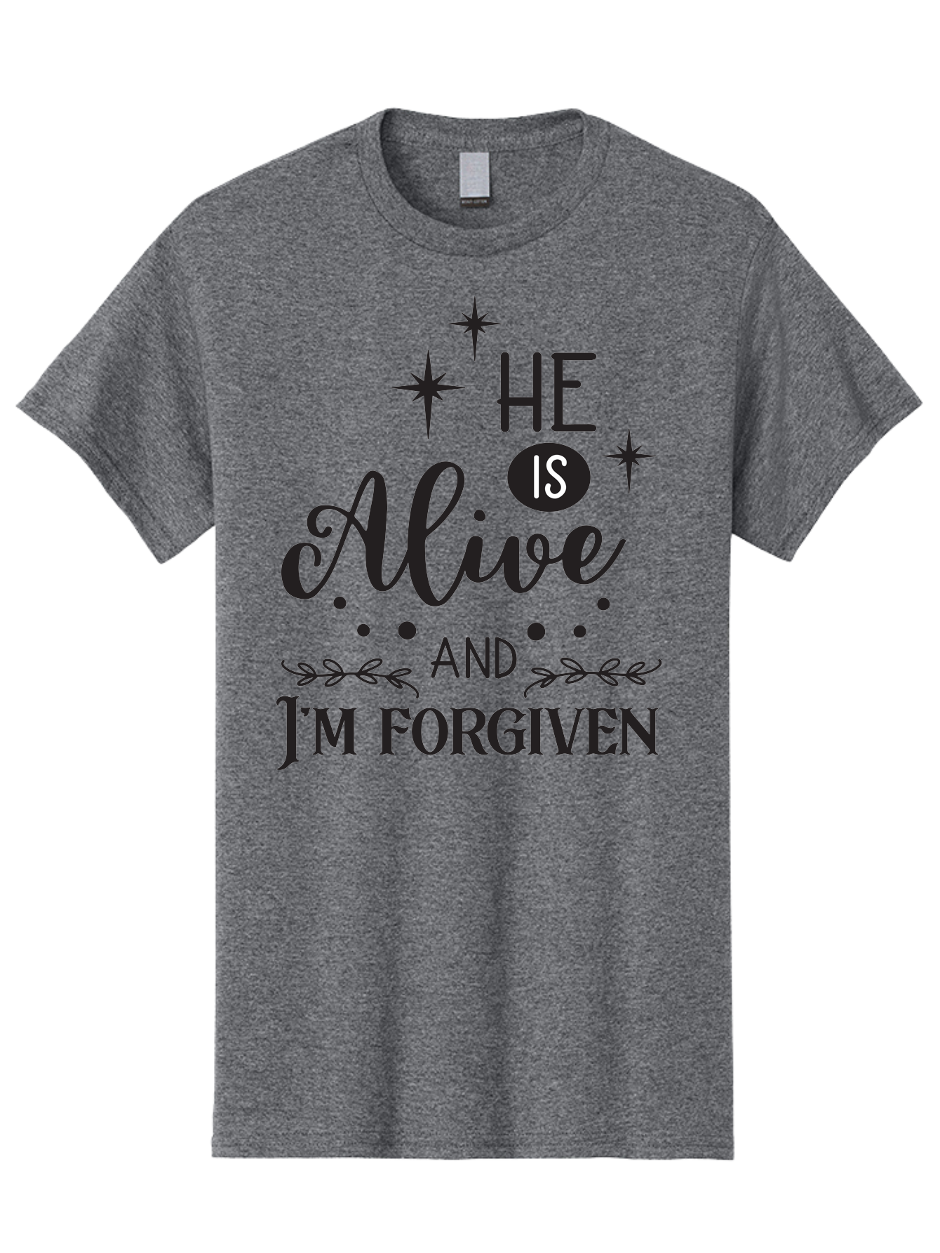He-Is-Alive-And-I-M-Forgiven Men'S Graphic Tee, 100% Cotton, Comfortable Casual Summer Wear, Machine Washable, Inspirational Quote, Christian Message, Faith And Spirituality, Religious Text, Forgiveness And Salvation, Motivational Words, Aac805 3