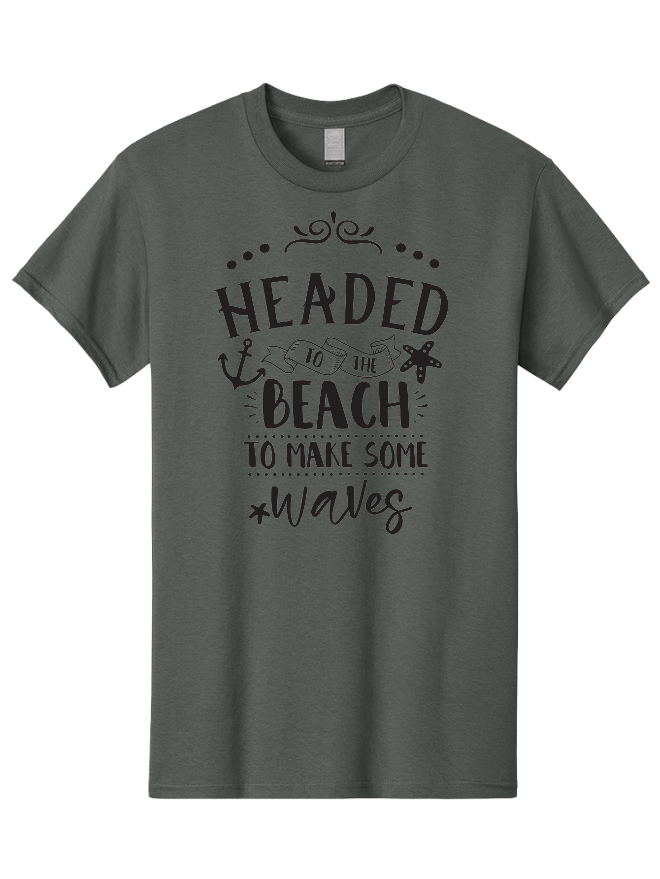 Headed-To-The-Beach Men'S Graphic Tee, 100% Cotton, Comfortable Casual Summer Wear, Machine Washable, Beach Inspiration, Ocean Quotes, Beachy Vibes, Coastal Style, Nautical Theme, Waves Inspiration, Anchor Symbol, Starfish Icon, Fun Quotes, Aac808 19