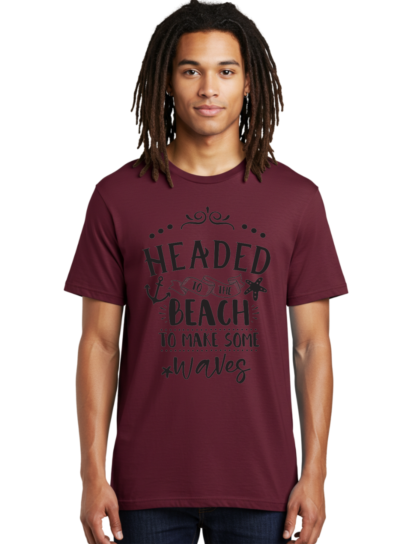 Headed-To-The-Beach Men'S Graphic Tee, 100% Cotton, Comfortable Casual Summer Wear, Machine Washable, Beach Inspiration, Ocean Quotes, Beachy Vibes, Coastal Style, Nautical Theme, Waves Inspiration, Anchor Symbol, Starfish Icon, Fun Quotes, Aac808 28