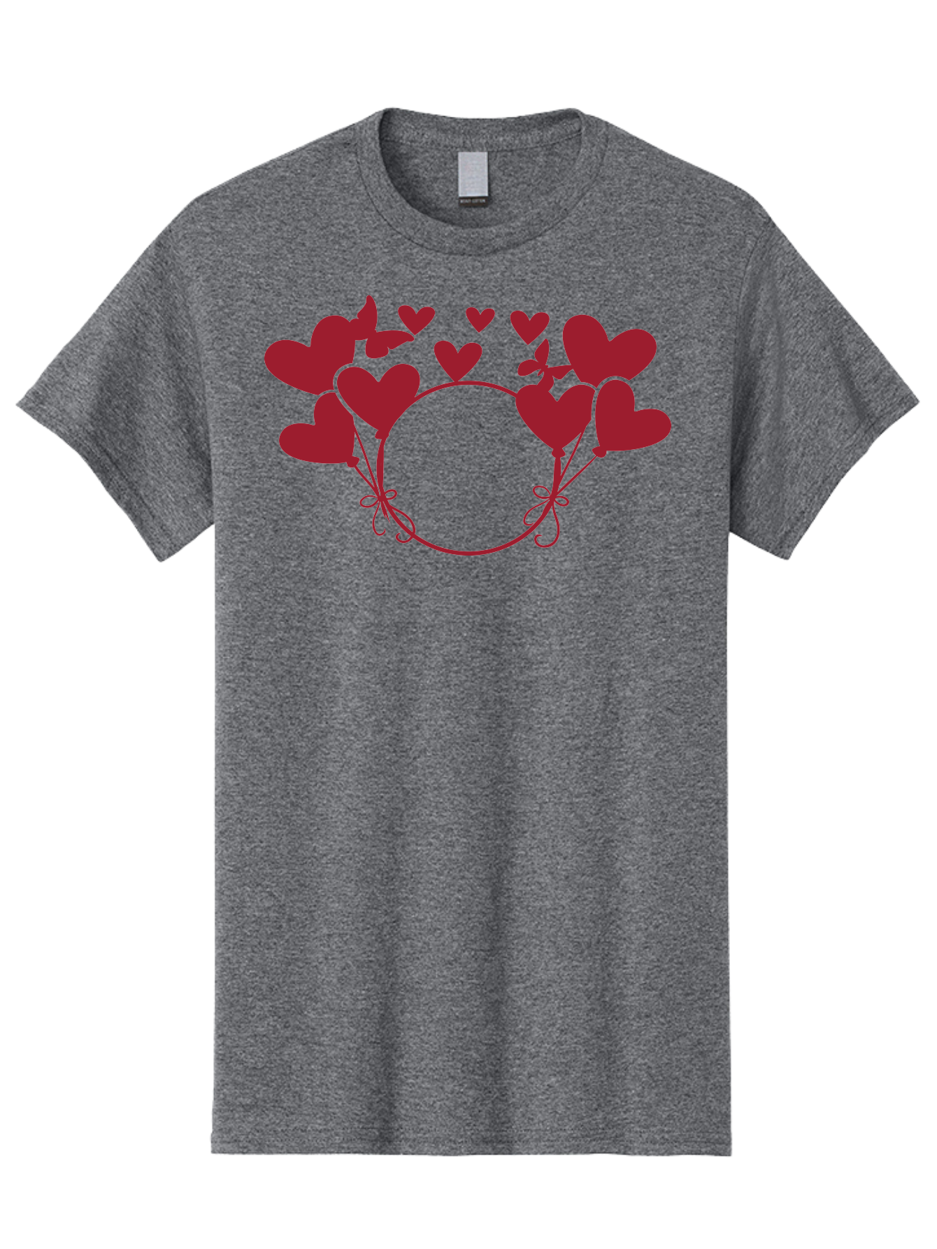 Heart-Wreath Men'S Graphic Tee, 100% Cotton, Comfortable Casual Summer Wear, Machine Washable, Heart-Shaped Frame, Floral Wreath, Red Hearts, Love Symbol, Decorative Border, Heart Design, Romantic Theme, Valentines Day Aac810 29