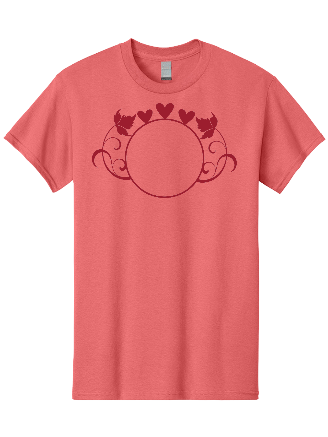 Hearts-And-Leaves-Circle Men'S Graphic Tee, 100% Cotton, Comfortable Casual Summer Wear, Machine Washable, Red Hearts, Leaves, Floral Frame, Decorative Border, Valentines Day Theme, Romantic Design, Elegant Frame, Love Symbol, Heart Shaped, Aac811 19