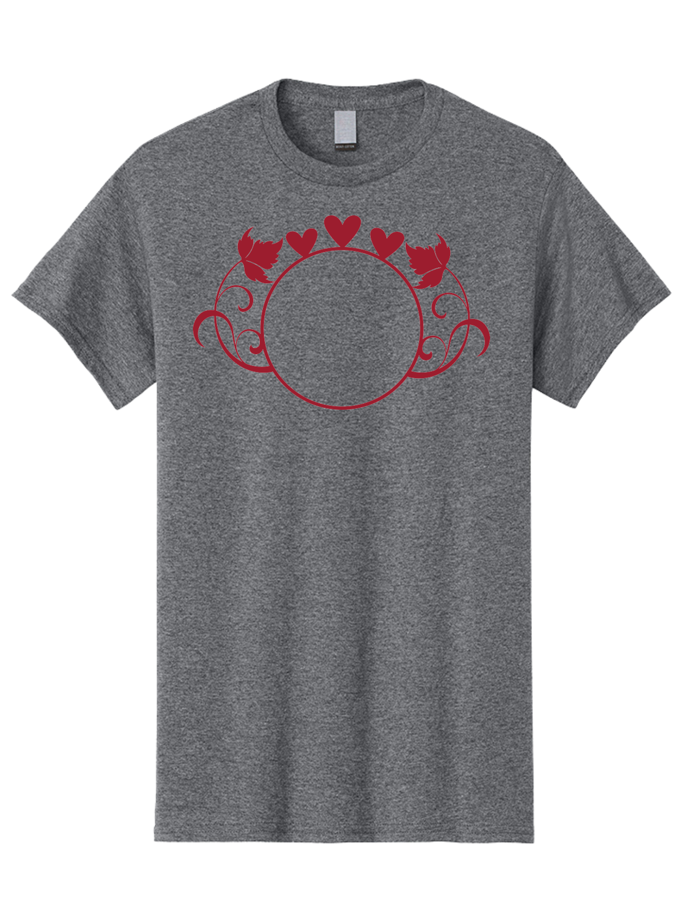 Hearts-And-Leaves-Circle Men'S Graphic Tee, 100% Cotton, Comfortable Casual Summer Wear, Machine Washable, Red Hearts, Leaves, Floral Frame, Decorative Border, Valentines Day Theme, Romantic Design, Elegant Frame, Love Symbol, Heart Shaped, Aac811 7