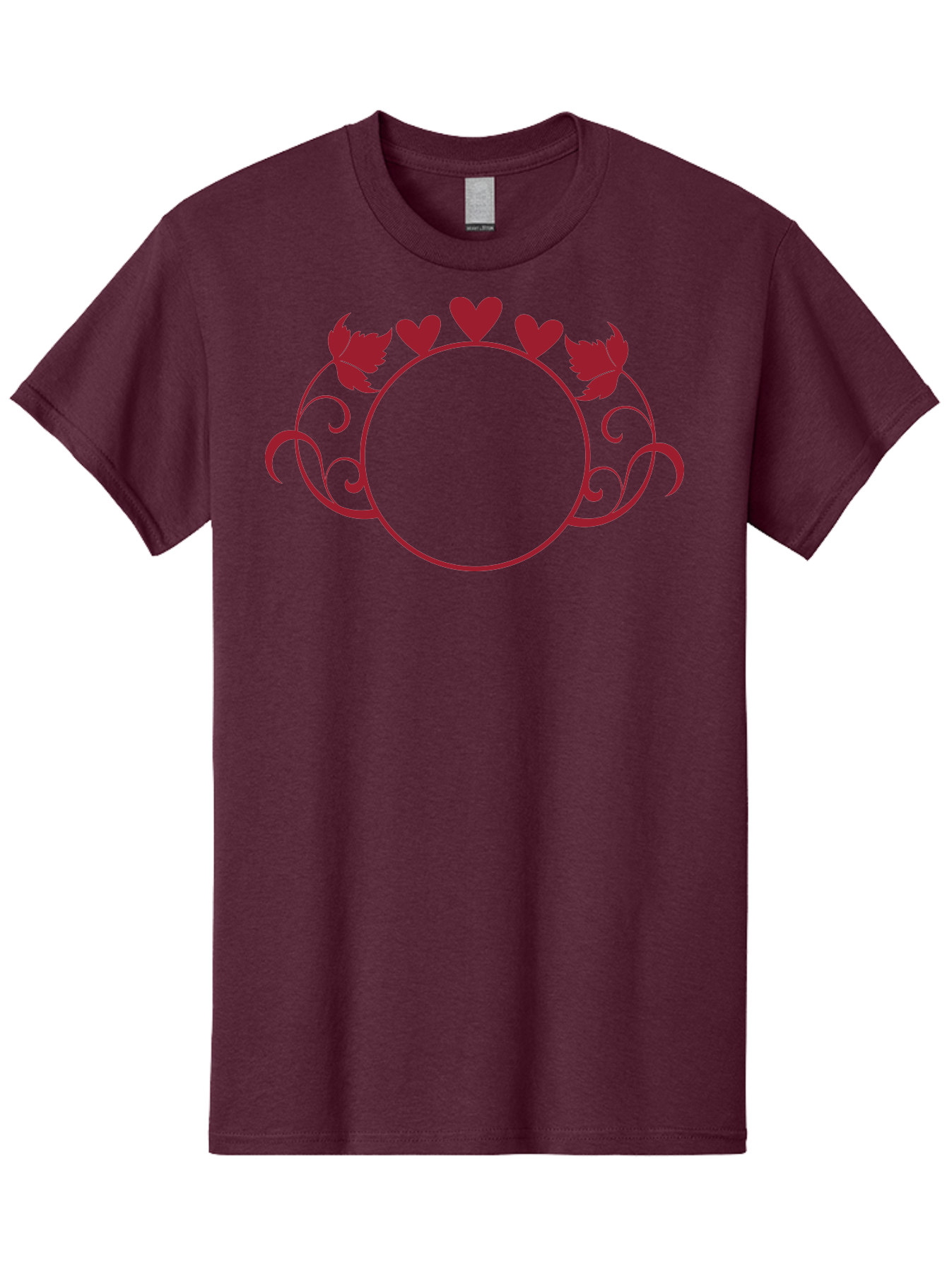 Hearts-And-Leaves-Circle Men'S Graphic Tee, 100% Cotton, Comfortable Casual Summer Wear, Machine Washable, Red Hearts, Leaves, Floral Frame, Decorative Border, Valentines Day Theme, Romantic Design, Elegant Frame, Love Symbol, Heart Shaped, Aac811 13
