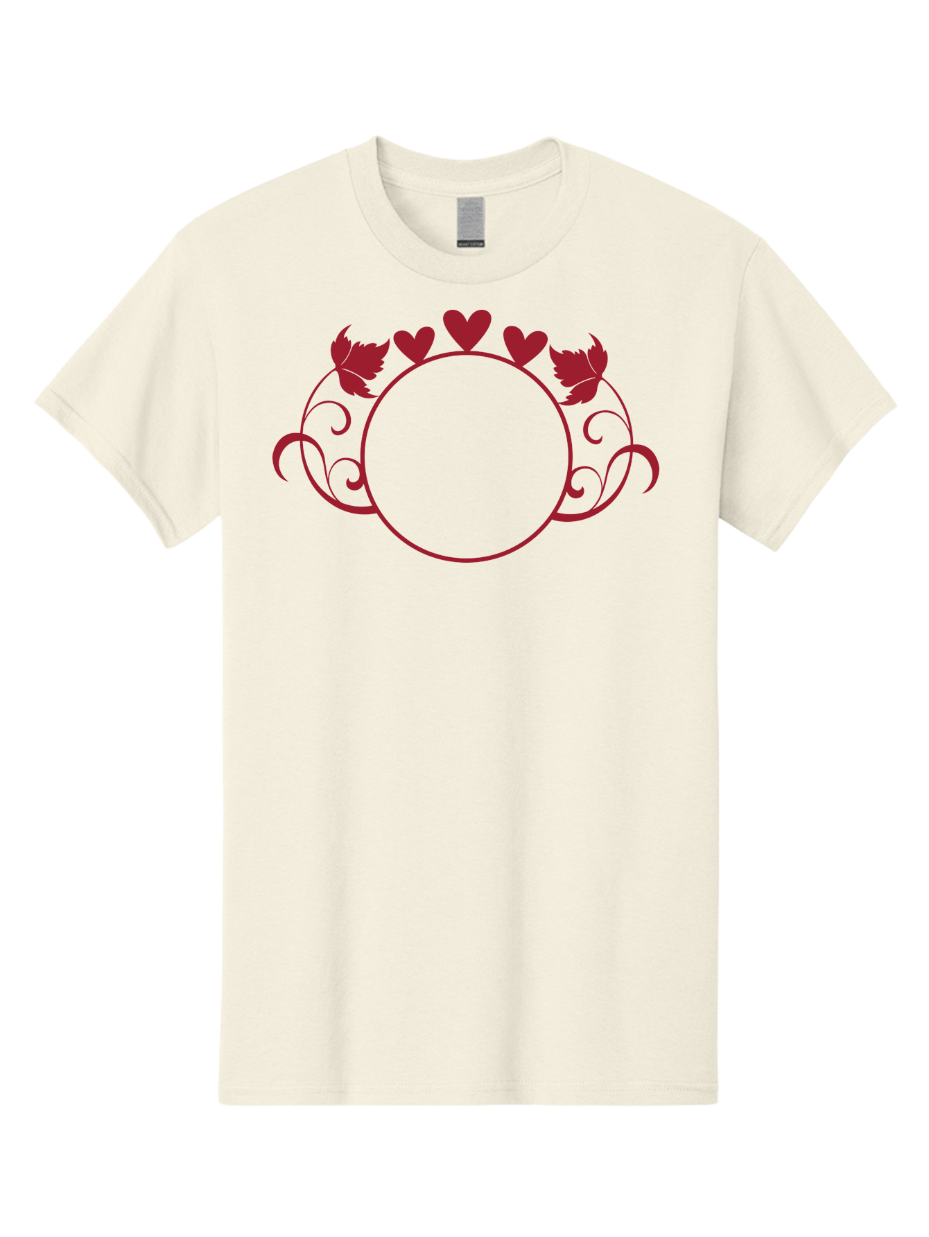 Hearts-And-Leaves-Circle Men'S Graphic Tee, 100% Cotton, Comfortable Casual Summer Wear, Machine Washable, Red Hearts, Leaves, Floral Frame, Decorative Border, Valentines Day Theme, Romantic Design, Elegant Frame, Love Symbol, Heart Shaped, Aac811 11