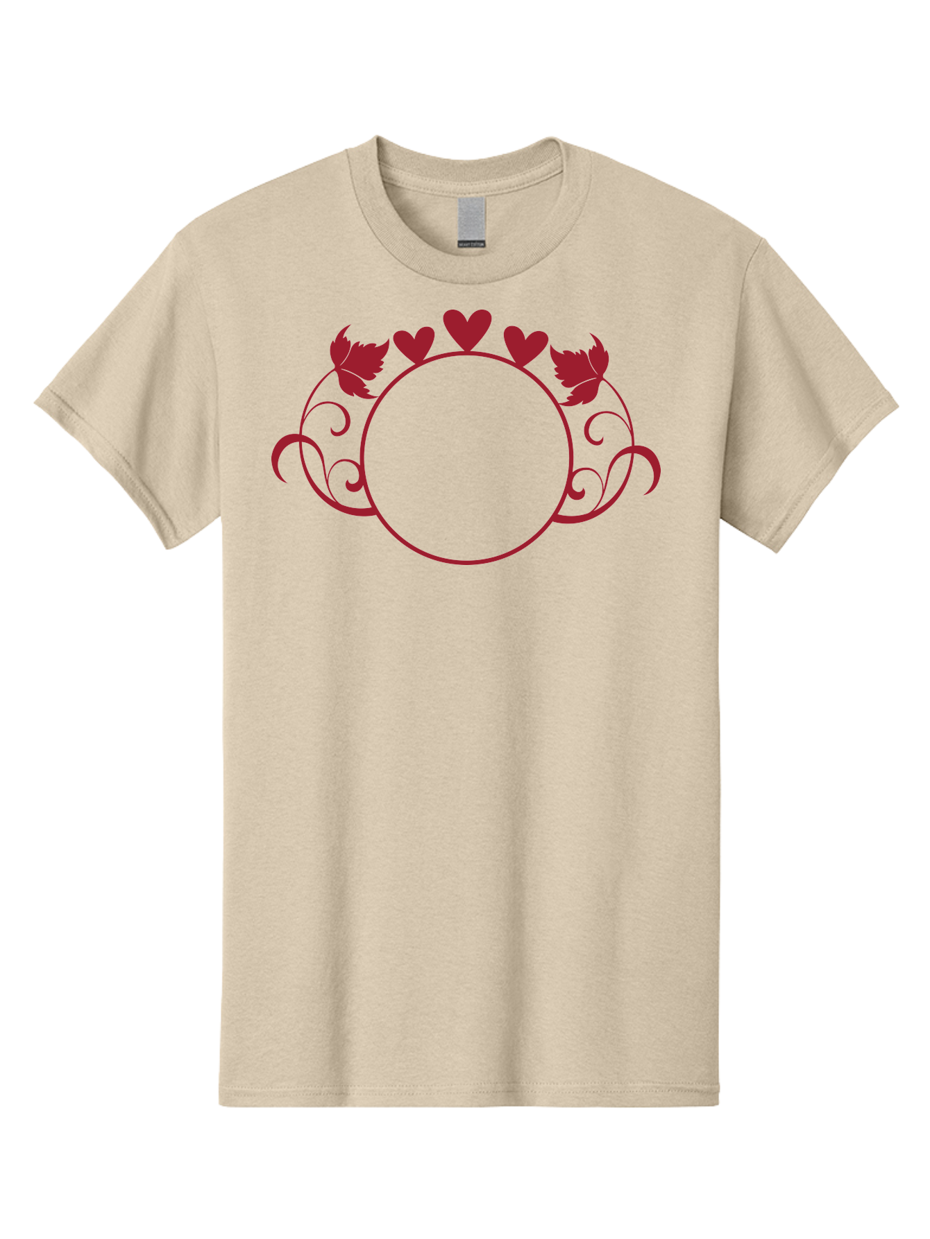 Hearts-And-Leaves-Circle Men'S Graphic Tee, 100% Cotton, Comfortable Casual Summer Wear, Machine Washable, Red Hearts, Leaves, Floral Frame, Decorative Border, Valentines Day Theme, Romantic Design, Elegant Frame, Love Symbol, Heart Shaped, Aac811 15