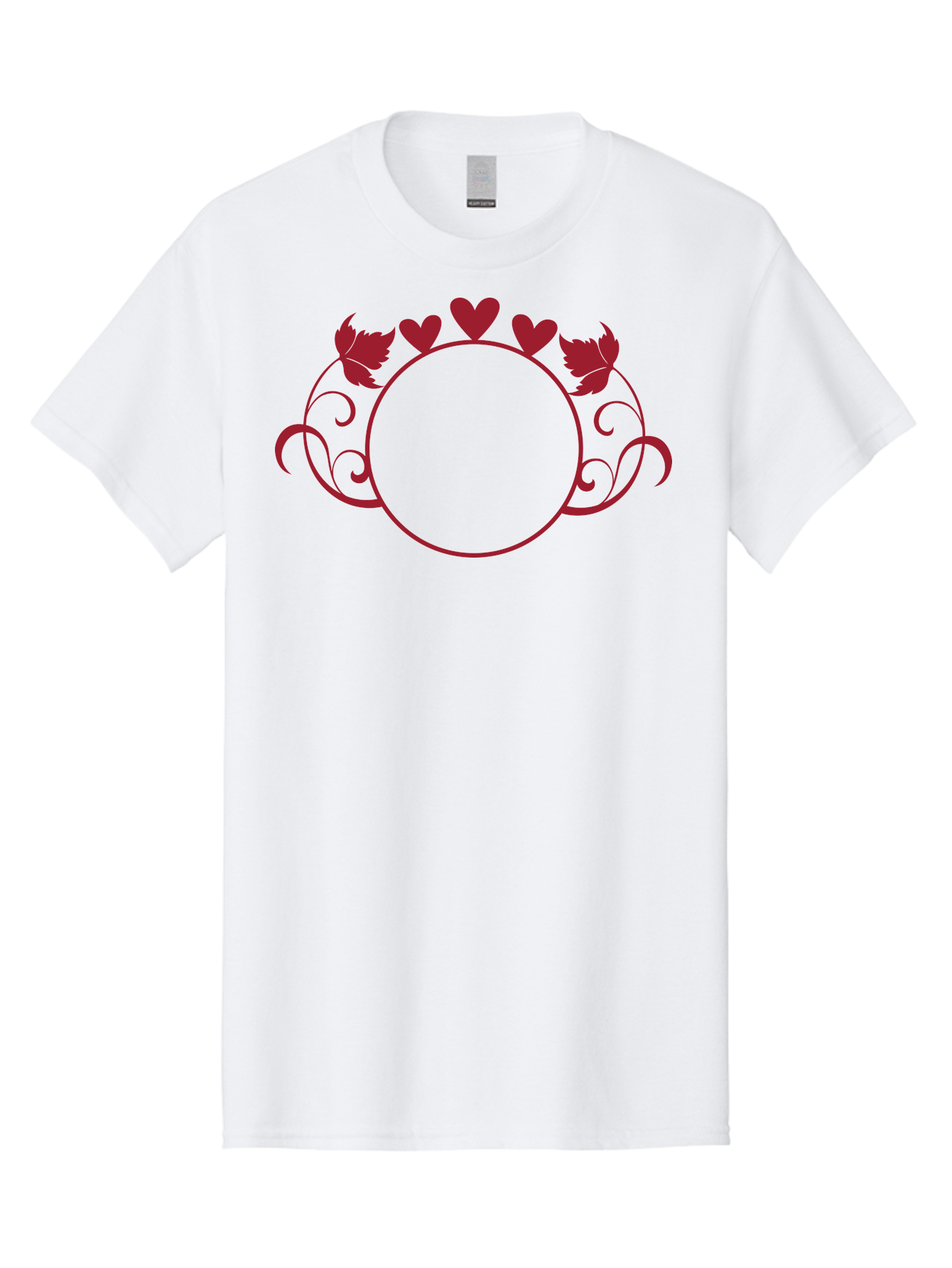Hearts-And-Leaves-Circle Men'S Graphic Tee, 100% Cotton, Comfortable Casual Summer Wear, Machine Washable, Red Hearts, Leaves, Floral Frame, Decorative Border, Valentines Day Theme, Romantic Design, Elegant Frame, Love Symbol, Heart Shaped, Aac811 23