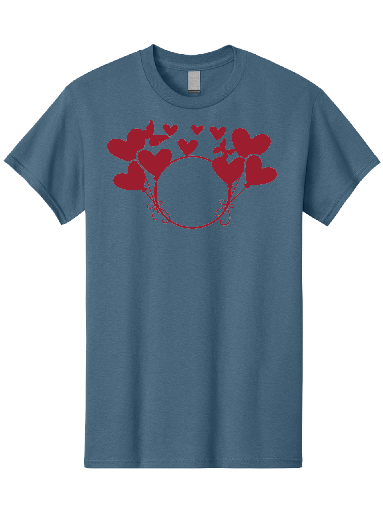 Hearts-Wreath Men'S Graphic Tee, 100% Cotton, Comfortable Casual Summer Wear, Machine Washable, Heart Shaped Frame, Floral Frame, Red Hearts, Heart Decoration, Valentines Day Decor, Love Theme, Heart Shaped Flowers, Decorative Frame, Aac813 25