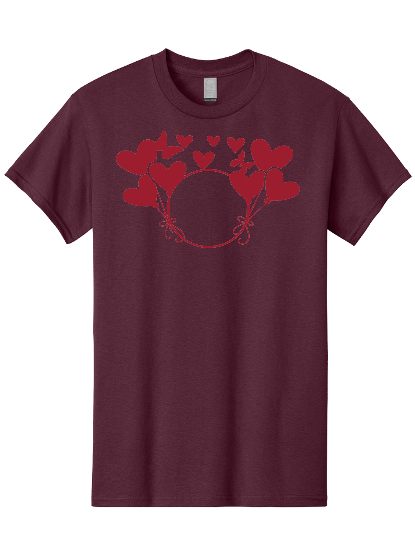 Hearts-Wreath Men'S Graphic Tee, 100% Cotton, Comfortable Casual Summer Wear, Machine Washable, Heart Shaped Frame, Floral Frame, Red Hearts, Heart Decoration, Valentines Day Decor, Love Theme, Heart Shaped Flowers, Decorative Frame, Aac813 7