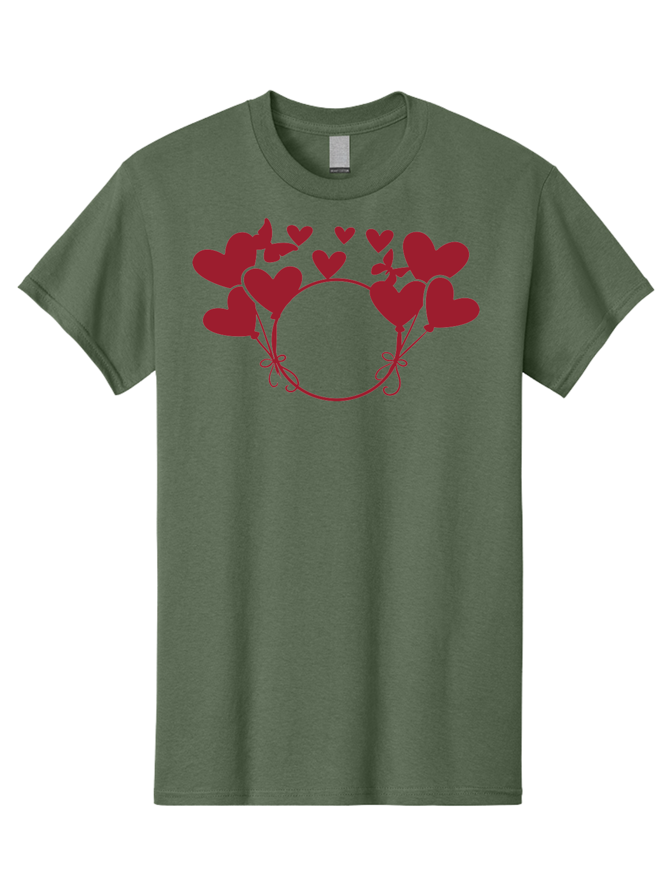Hearts-Wreath Men'S Graphic Tee, 100% Cotton, Comfortable Casual Summer Wear, Machine Washable, Heart Shaped Frame, Floral Frame, Red Hearts, Heart Decoration, Valentines Day Decor, Love Theme, Heart Shaped Flowers, Decorative Frame, Aac813 5
