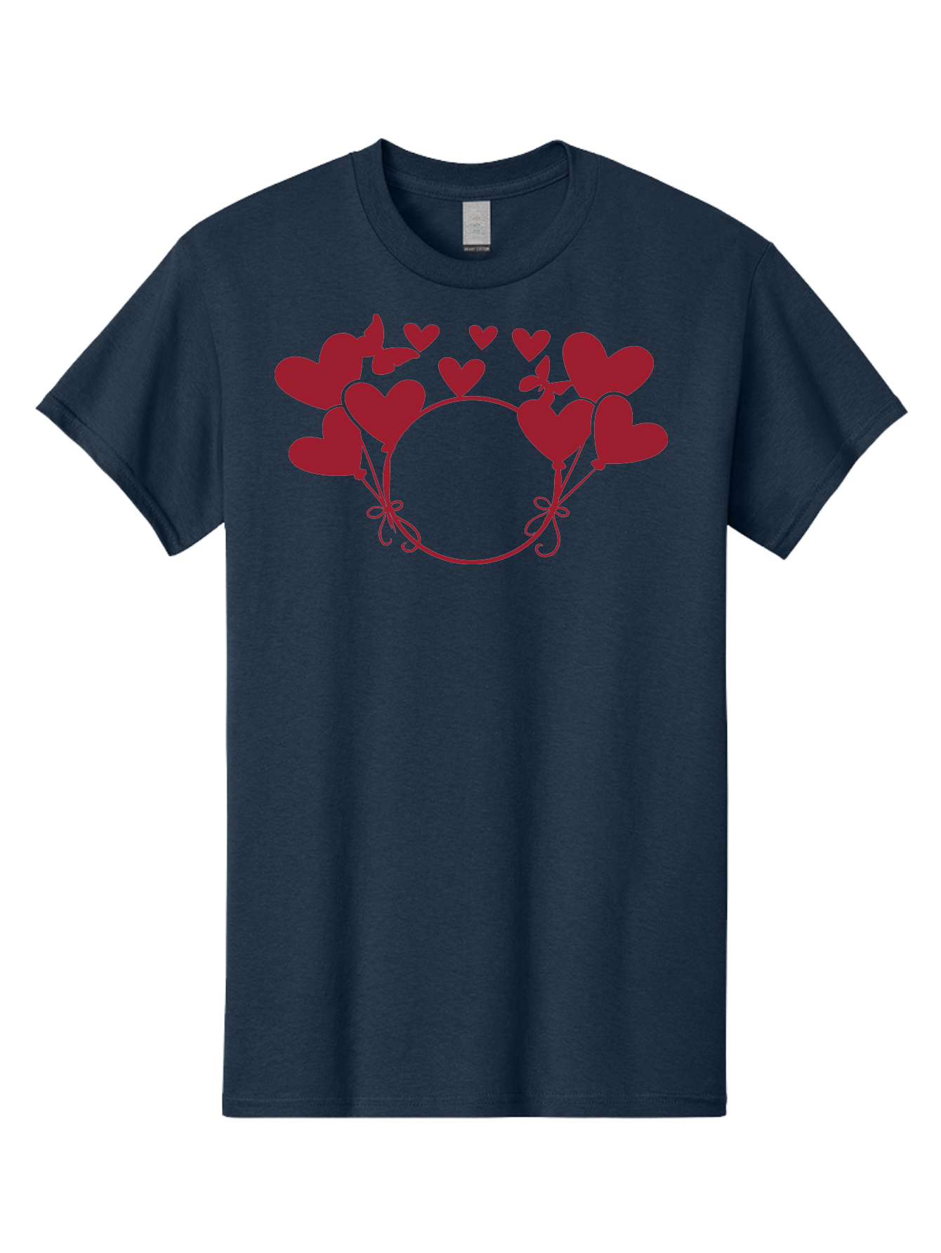 Hearts-Wreath Men'S Graphic Tee, 100% Cotton, Comfortable Casual Summer Wear, Machine Washable, Heart Shaped Frame, Floral Frame, Red Hearts, Heart Decoration, Valentines Day Decor, Love Theme, Heart Shaped Flowers, Decorative Frame, Aac813 9