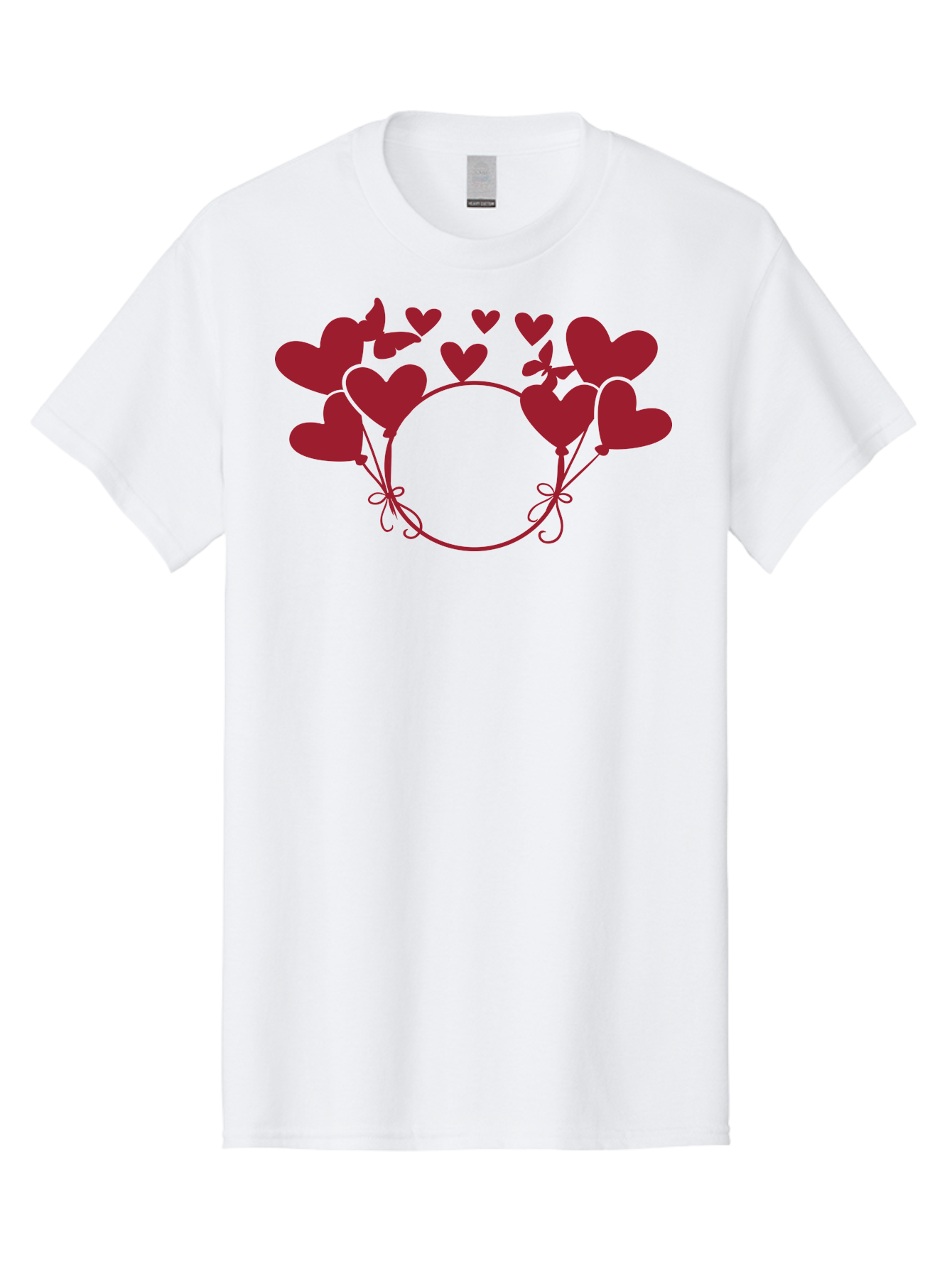 Hearts-Wreath Men'S Graphic Tee, 100% Cotton, Comfortable Casual Summer Wear, Machine Washable, Heart Shaped Frame, Floral Frame, Red Hearts, Heart Decoration, Valentines Day Decor, Love Theme, Heart Shaped Flowers, Decorative Frame, Aac813 23