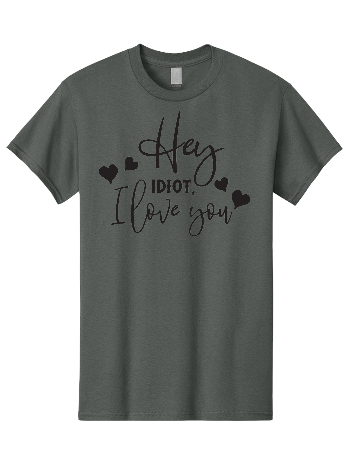 Hey-Idiot-I-Love-You Men'S Graphic Tee, 100% Cotton, Comfortable Casual Summer Wear, Machine Washable, Funny Quote, Love Message, Quirky Humor, Playful Hearts, Affectionate Greeting, Cute Typography, Sassy Phrase, Sweet Sentiment, Aac817 13
