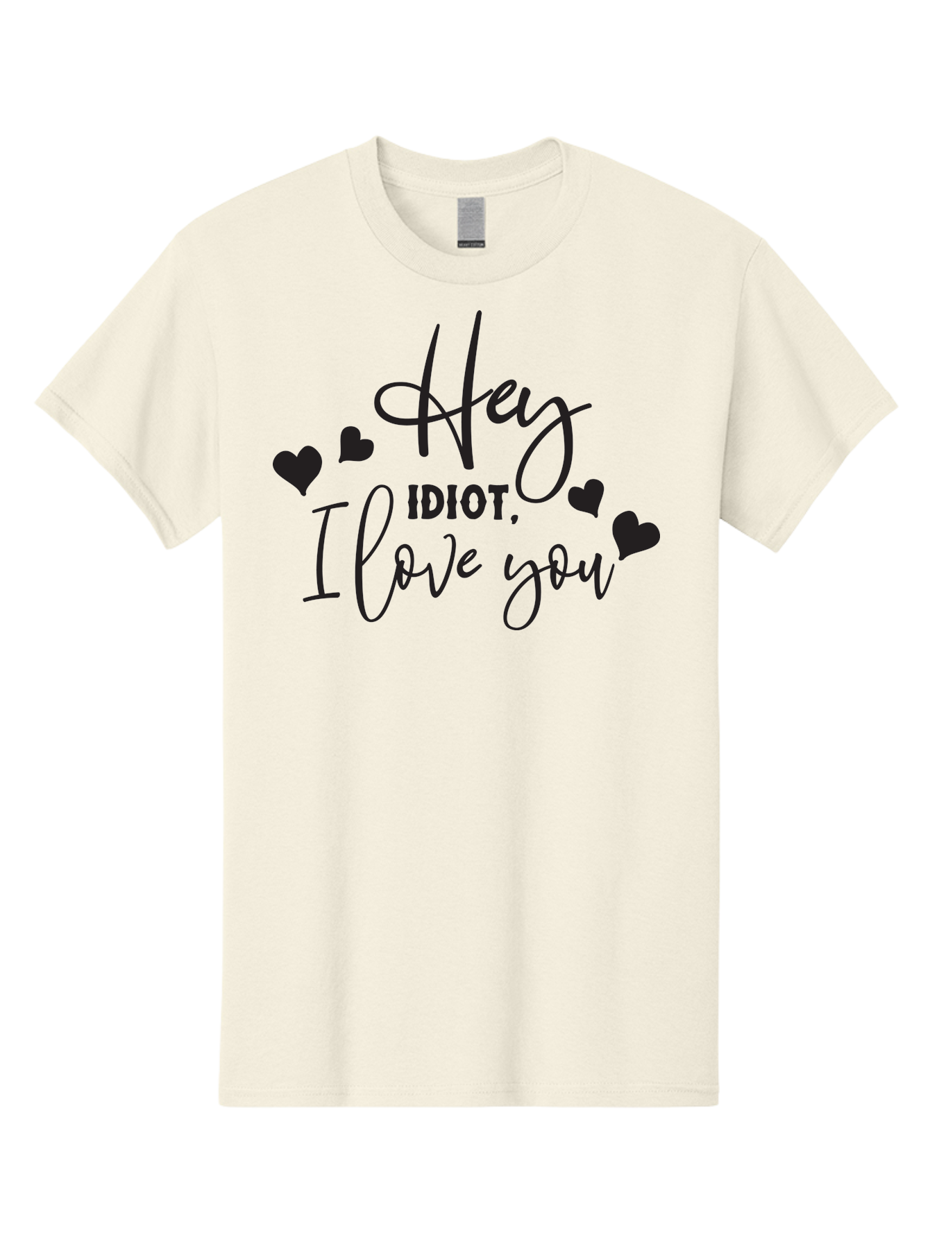 Hey-Idiot-I-Love-You Men'S Graphic Tee, 100% Cotton, Comfortable Casual Summer Wear, Machine Washable, Funny Quote, Love Message, Quirky Humor, Playful Hearts, Affectionate Greeting, Cute Typography, Sassy Phrase, Sweet Sentiment, Aac817 19