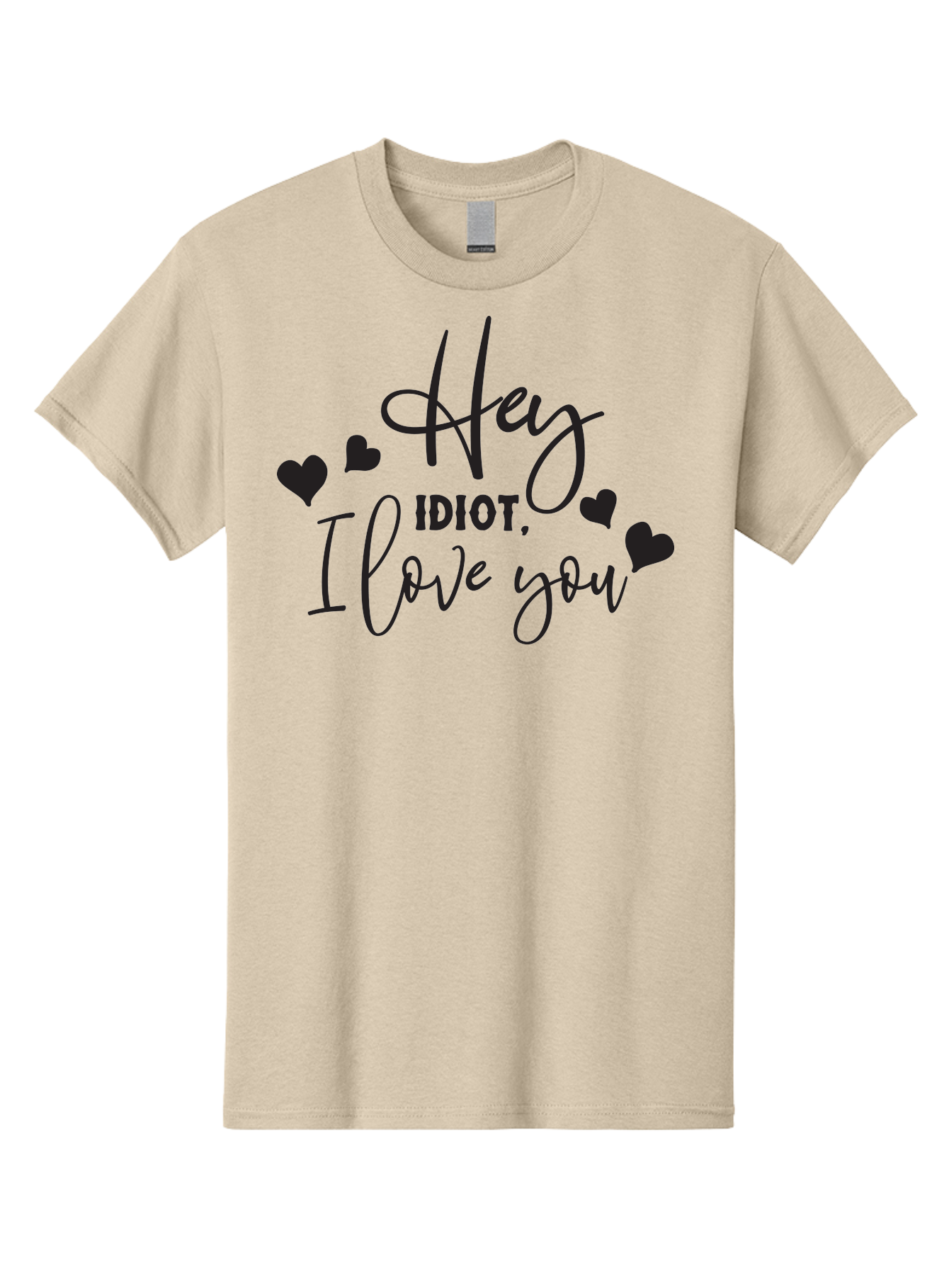 Hey-Idiot-I-Love-You Men'S Graphic Tee, 100% Cotton, Comfortable Casual Summer Wear, Machine Washable, Funny Quote, Love Message, Quirky Humor, Playful Hearts, Affectionate Greeting, Cute Typography, Sassy Phrase, Sweet Sentiment, Aac817 11