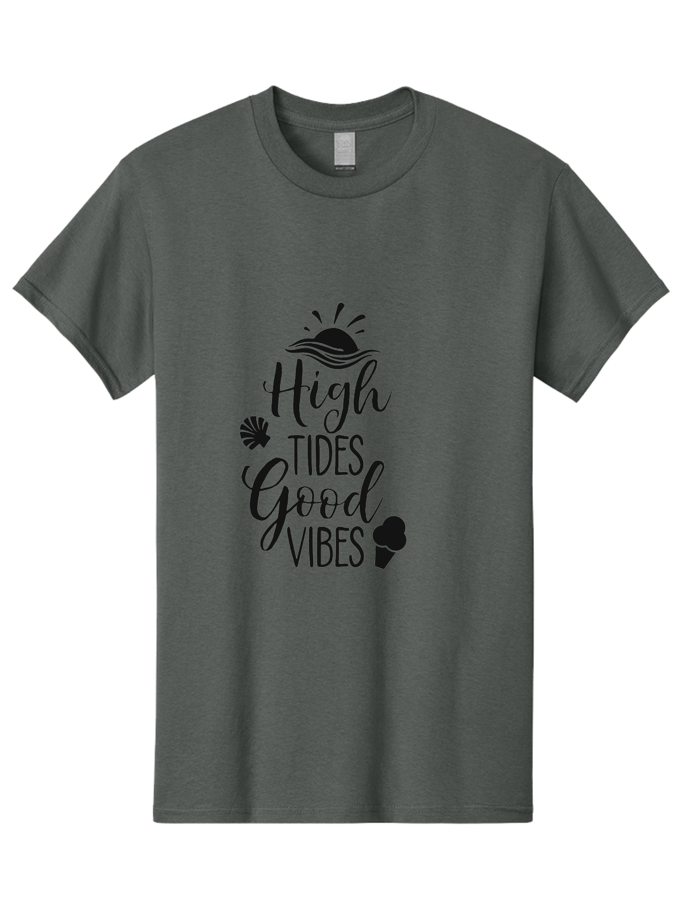 High-Tides-Good-Vibes Men'S Graphic Tee, 100% Cotton, Comfortable Casual Summer Wear, Machine Washable, Ocean Inspiration, Beach Vibes, Good Energy, Sea Shells, Positive Affirmations, Coastal Lifestyle, Motivational Quotes, Summer Vibes Aac819 3