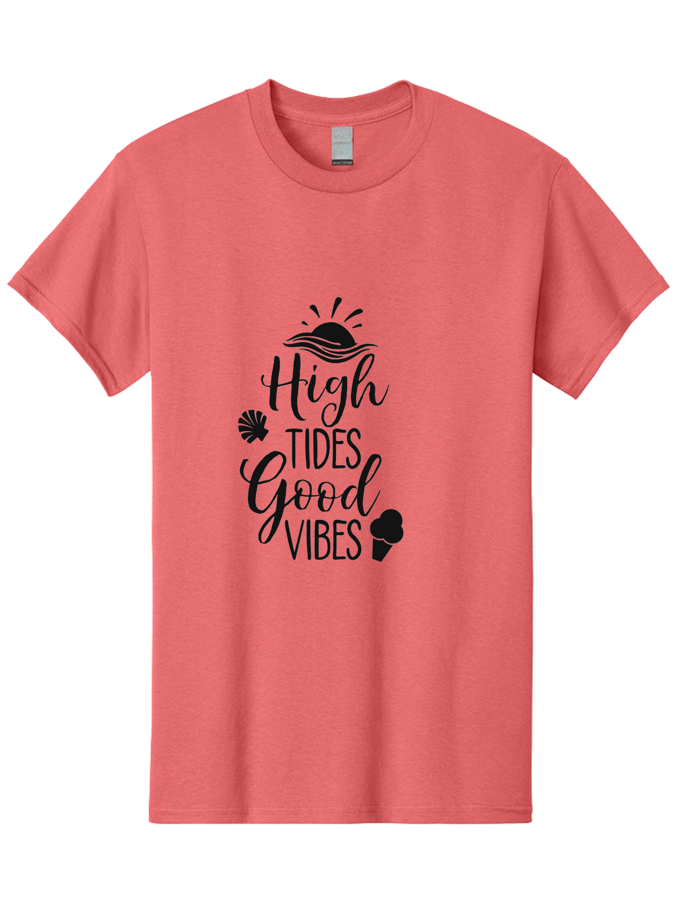 High-Tides-Good-Vibes Men'S Graphic Tee, 100% Cotton, Comfortable Casual Summer Wear, Machine Washable, Ocean Inspiration, Beach Vibes, Good Energy, Sea Shells, Positive Affirmations, Coastal Lifestyle, Motivational Quotes, Summer Vibes Aac819 15