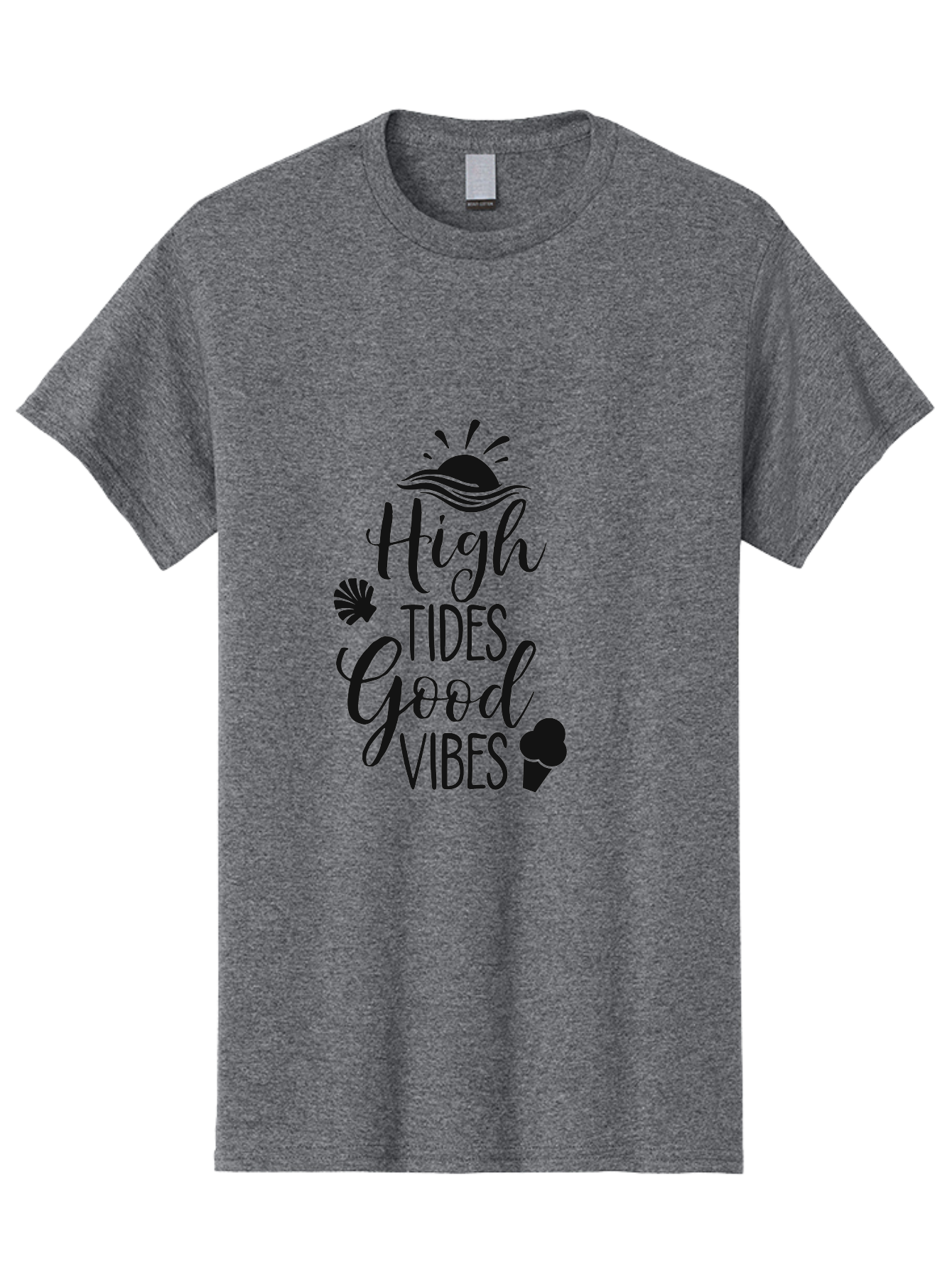 High-Tides-Good-Vibes Men'S Graphic Tee, 100% Cotton, Comfortable Casual Summer Wear, Machine Washable, Ocean Inspiration, Beach Vibes, Good Energy, Sea Shells, Positive Affirmations, Coastal Lifestyle, Motivational Quotes, Summer Vibes Aac819 21