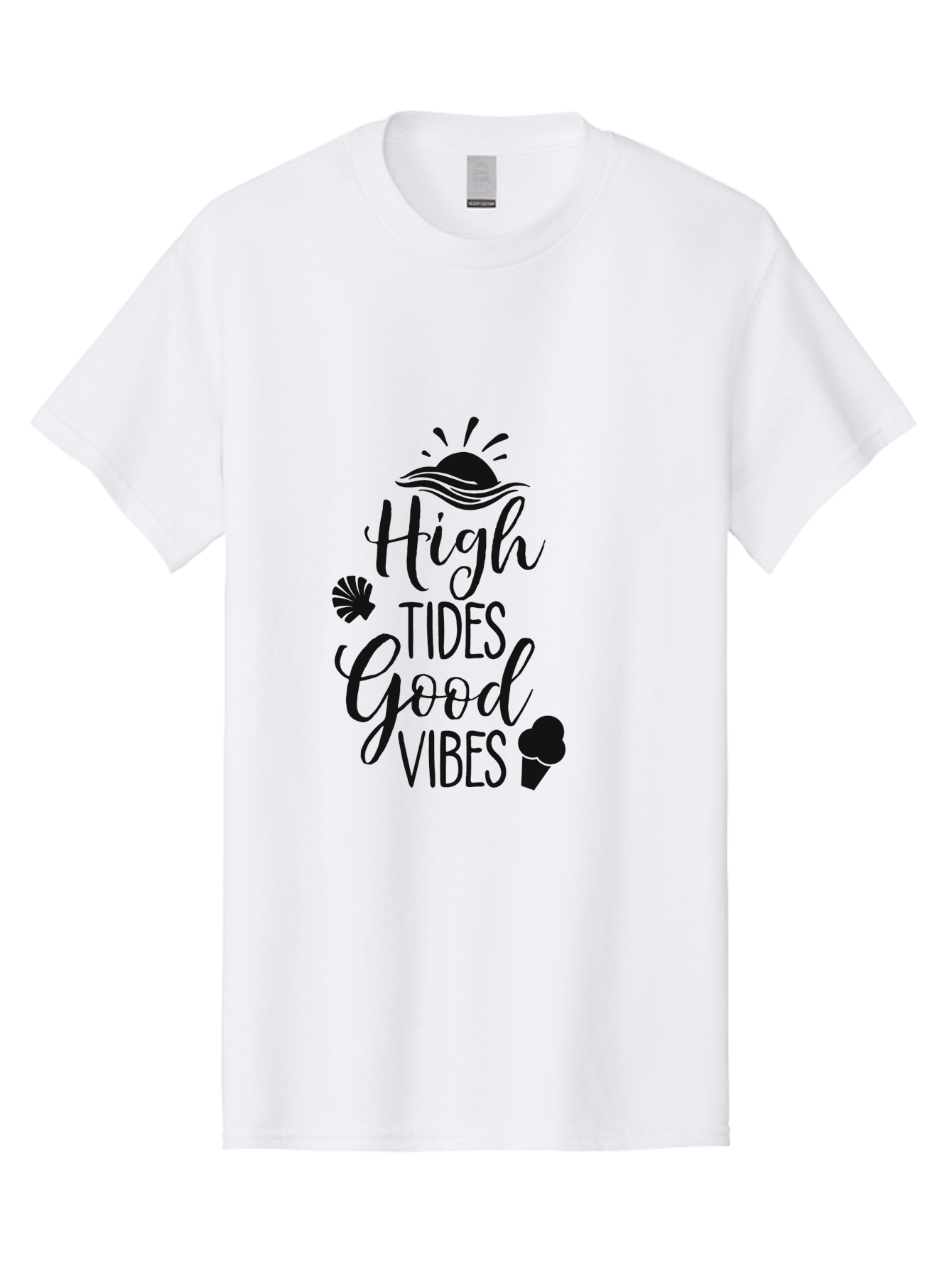 High-Tides-Good-Vibes Men'S Graphic Tee, 100% Cotton, Comfortable Casual Summer Wear, Machine Washable, Ocean Inspiration, Beach Vibes, Good Energy, Sea Shells, Positive Affirmations, Coastal Lifestyle, Motivational Quotes, Summer Vibes Aac819 25