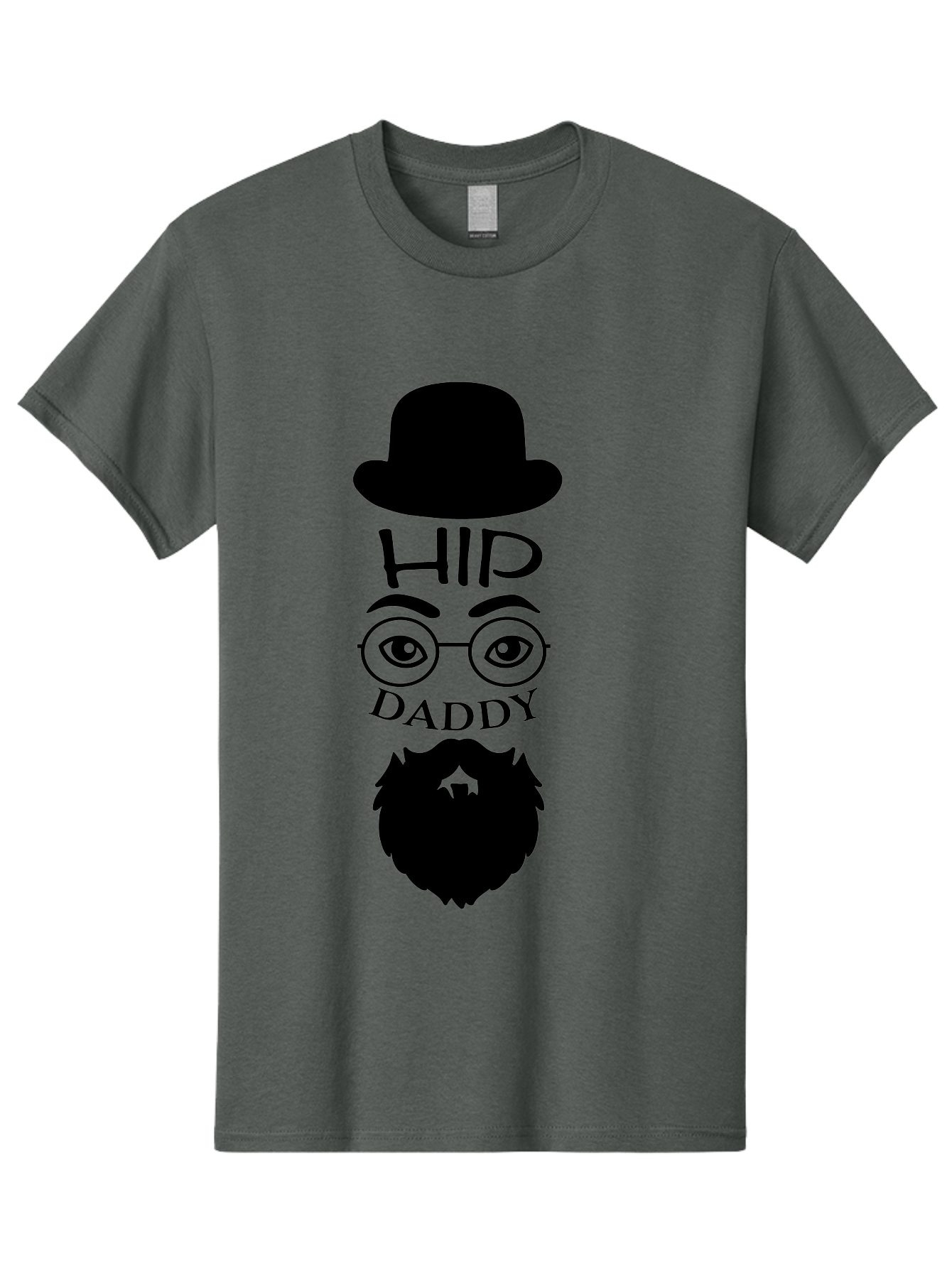 Hip-Daddy Men'S Graphic Tee, 100% Cotton, Comfortable Casual Summer Wear, Machine Washable, Hip Daddy, Bearded Man, Vintage Style, Round Glasses, Bowler Hat, Modern Daddy, Stylish Dad, Fashion Illustration, Hipster Daddy Aac820 3