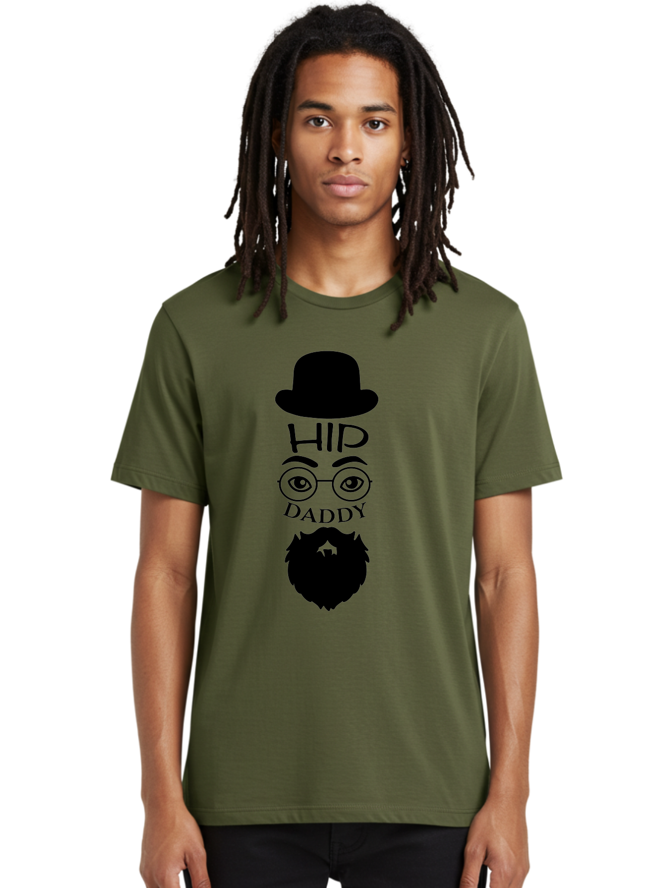 Hip-Daddy Men'S Graphic Tee, 100% Cotton, Comfortable Casual Summer Wear, Machine Washable, Hip Daddy, Bearded Man, Vintage Style, Round Glasses, Bowler Hat, Modern Daddy, Stylish Dad, Fashion Illustration, Hipster Daddy Aac820 10