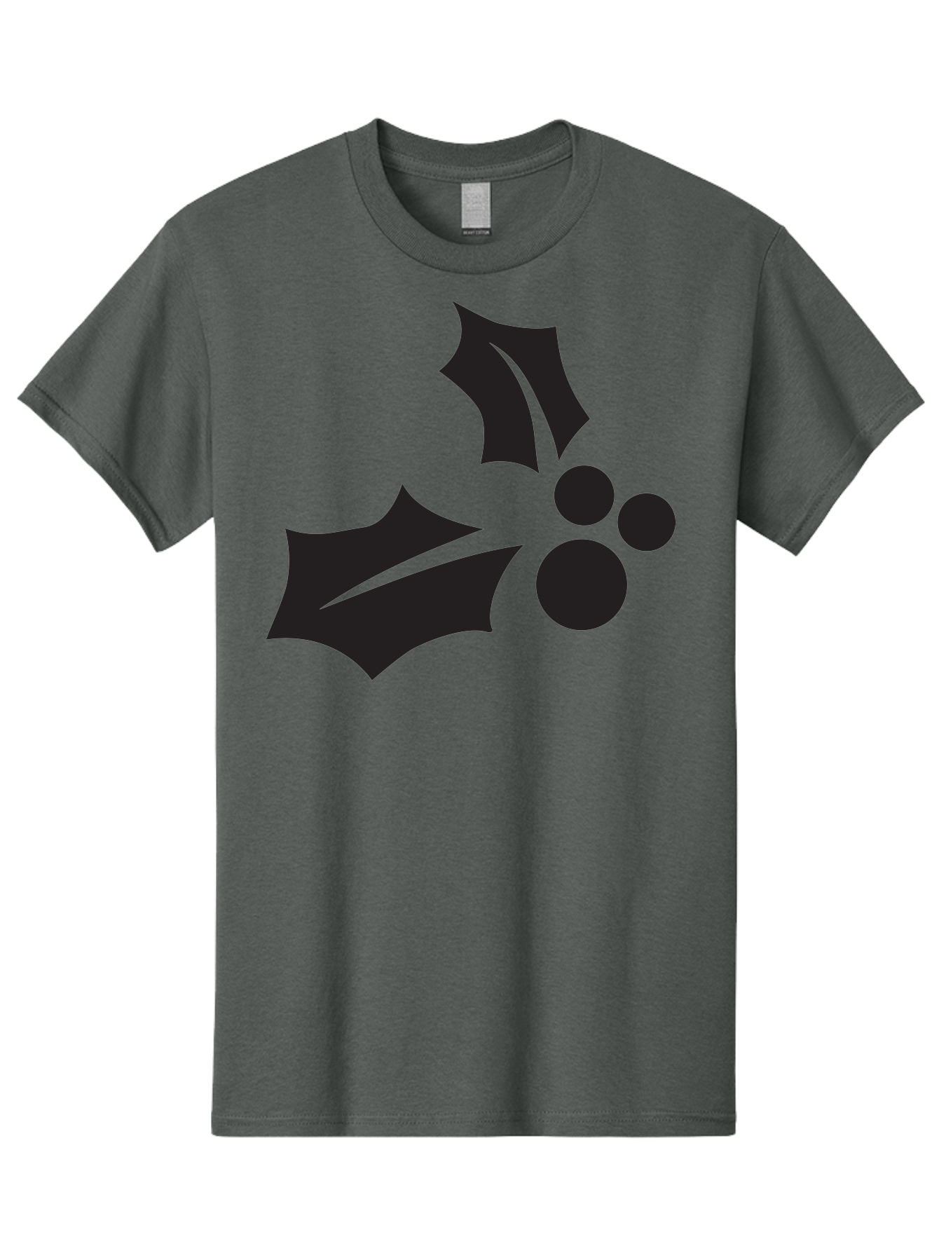 Holly-Leaves-And-Berries Men'S Graphic Tee, 100% Cotton, Comfortable Casual Summer Wear, Machine Washable, Holiday Holly, Christmas Leaves, Festive Berries, Black Silhouette, Minimalist Design, Winter Decor, Seasonal Graphics Aac823 23