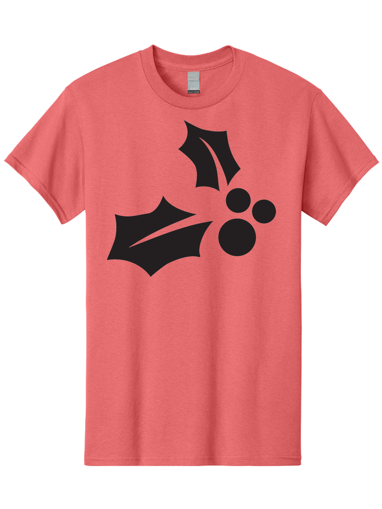 Holly-Leaves-And-Berries Men'S Graphic Tee, 100% Cotton, Comfortable Casual Summer Wear, Machine Washable, Holiday Holly, Christmas Leaves, Festive Berries, Black Silhouette, Minimalist Design, Winter Decor, Seasonal Graphics Aac823 13