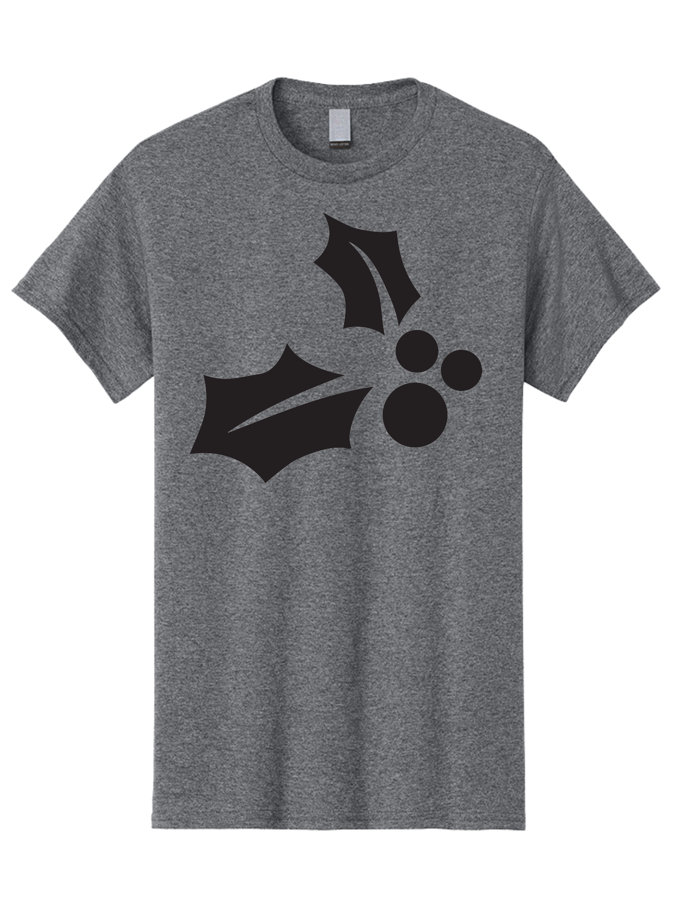 Holly-Leaves-And-Berries Men'S Graphic Tee, 100% Cotton, Comfortable Casual Summer Wear, Machine Washable, Holiday Holly, Christmas Leaves, Festive Berries, Black Silhouette, Minimalist Design, Winter Decor, Seasonal Graphics Aac823 25
