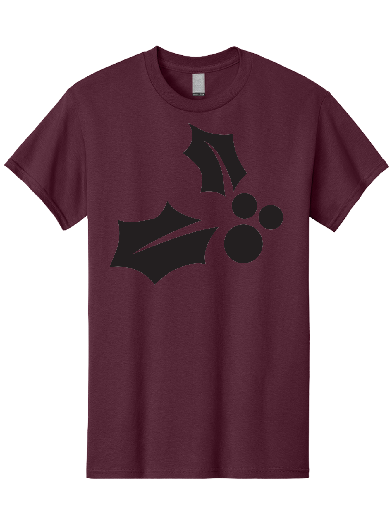 Holly-Leaves-And-Berries Men'S Graphic Tee, 100% Cotton, Comfortable Casual Summer Wear, Machine Washable, Holiday Holly, Christmas Leaves, Festive Berries, Black Silhouette, Minimalist Design, Winter Decor, Seasonal Graphics Aac823 5