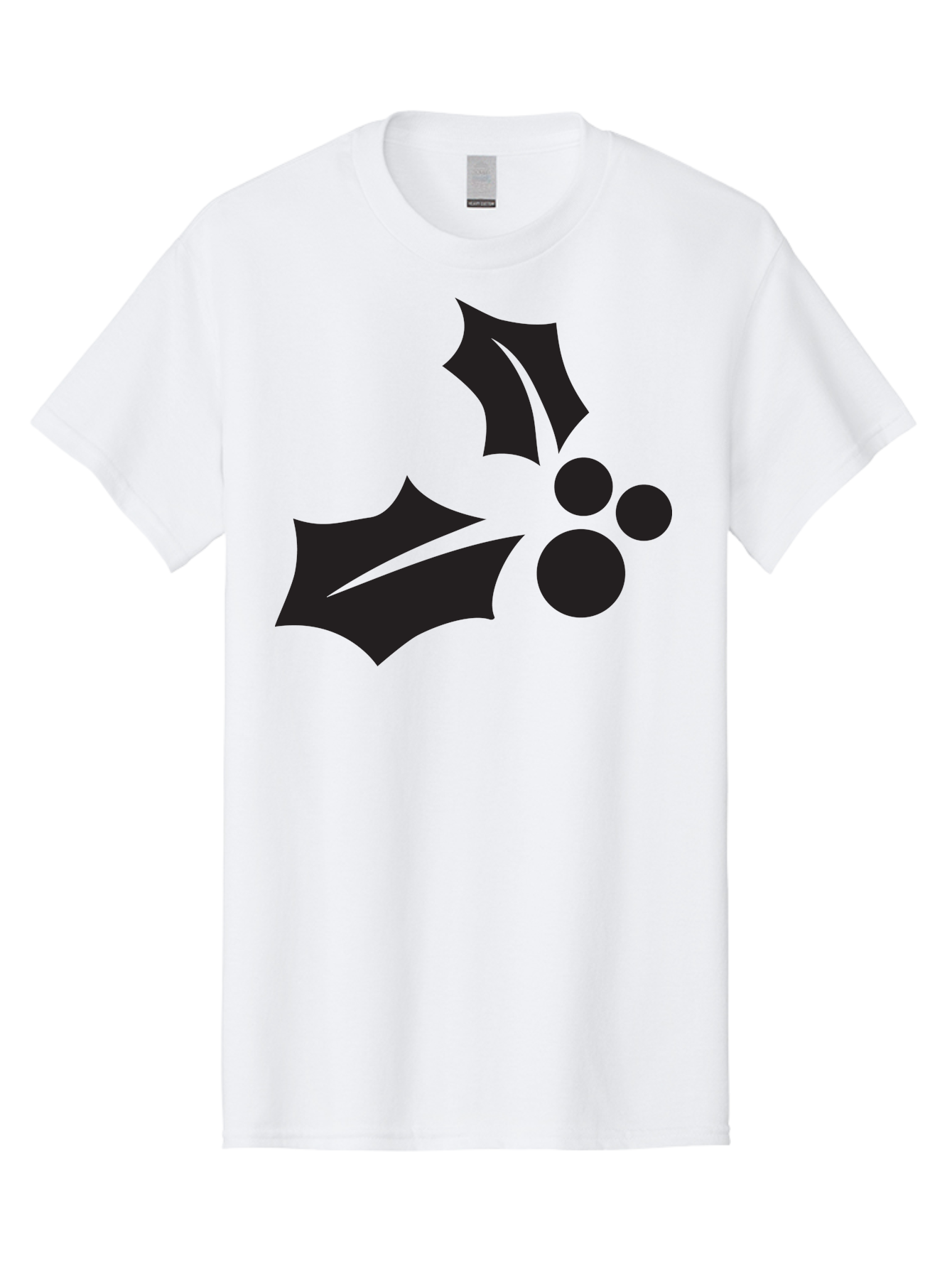 Holly-Leaves-And-Berries Men'S Graphic Tee, 100% Cotton, Comfortable Casual Summer Wear, Machine Washable, Holiday Holly, Christmas Leaves, Festive Berries, Black Silhouette, Minimalist Design, Winter Decor, Seasonal Graphics Aac823 19