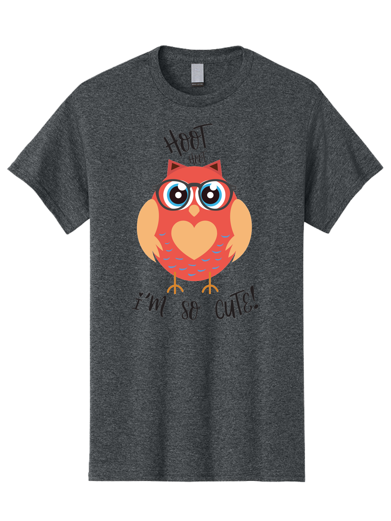 Hoot-Hoot-Owl Men'S Graphic Tee, 100% Cotton, Comfortable Casual Summer Wear, Machine Washable, Cartoon Owl, Heart-Shaped Chest, Glasses, Big Eyes, Cute Animal, Funny Illustration, Whimsical Design, Hoot Hoot, Adorable Creature, Aac827 5