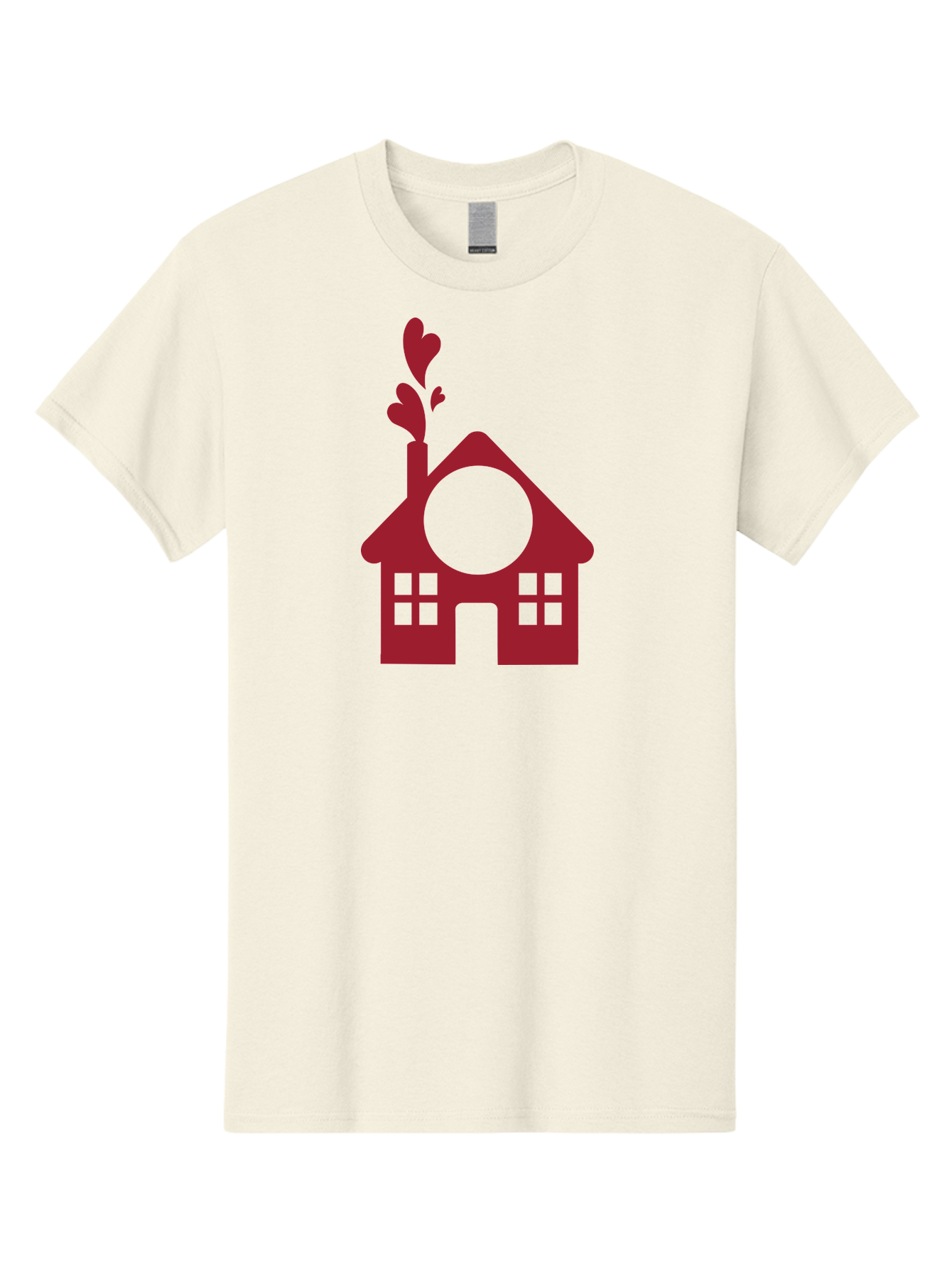 House-With-Heart-Chimney Men'S Graphic Tee, 100% Cotton, Comfortable Casual Summer Wear, Machine Washable, Stylized House, Heart-Shaped Chimney, Red Silhouette, Love Symbol, Cozy Home, Heart-Themed Decor, Minimalist Design, Aac833 1