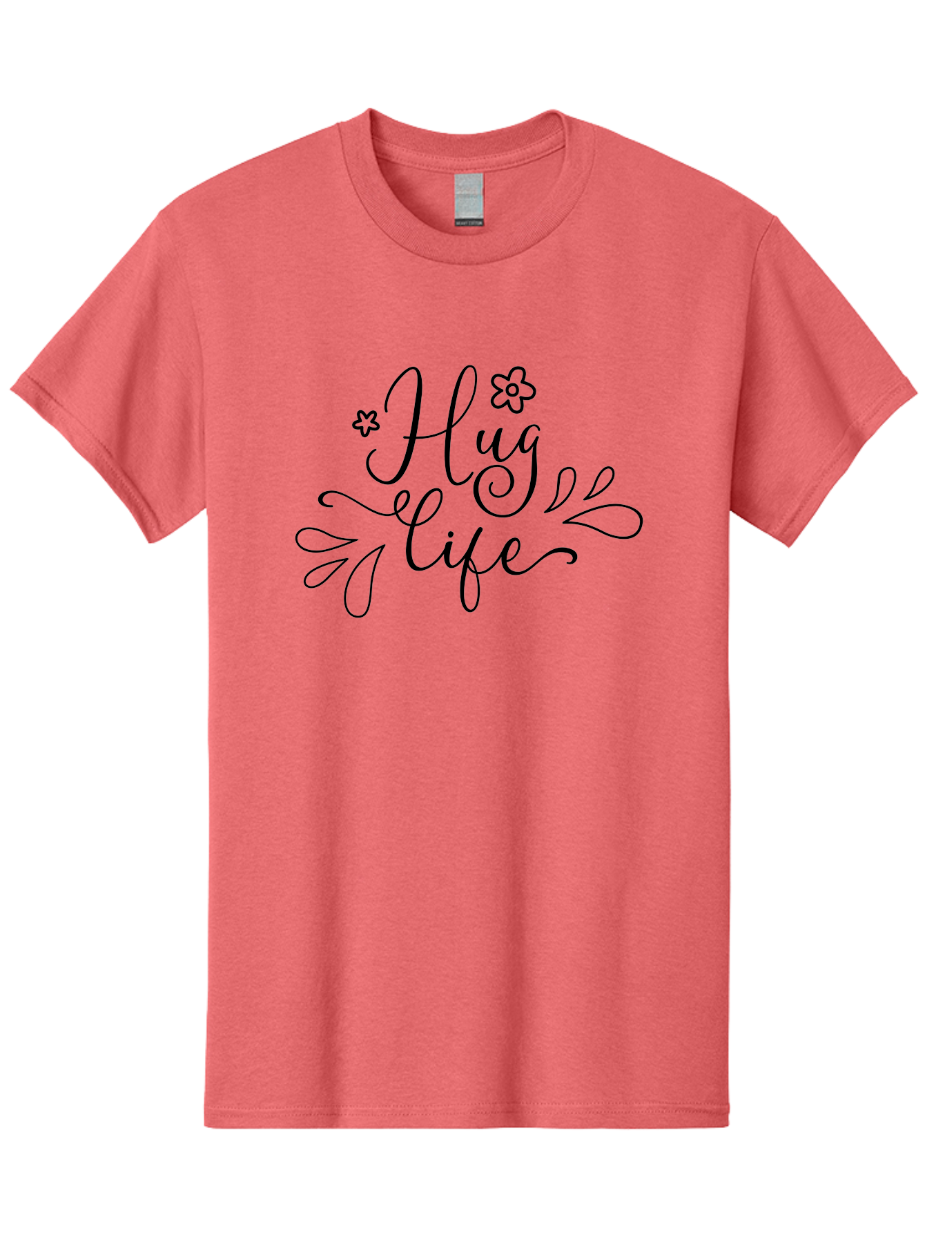 Hug-Life Men'S Graphic Tee, 100% Cotton, Comfortable Casual Summer Wear, Machine Washable, Motivational Quote, Inspirational Message, Positivity, Love, Happiness, Hand-Lettering, Floral Design, Artistic Calligraphy, Uplifting Words, Aac837 7