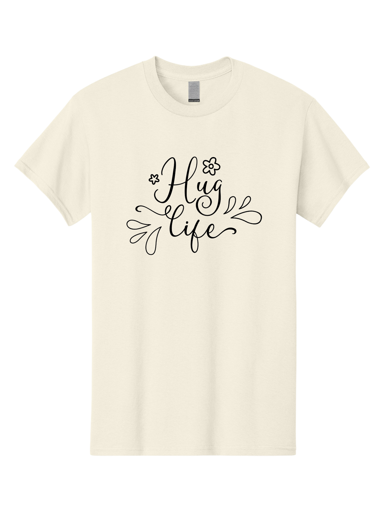 Hug-Life Men'S Graphic Tee, 100% Cotton, Comfortable Casual Summer Wear, Machine Washable, Motivational Quote, Inspirational Message, Positivity, Love, Happiness, Hand-Lettering, Floral Design, Artistic Calligraphy, Uplifting Words, Aac837 17