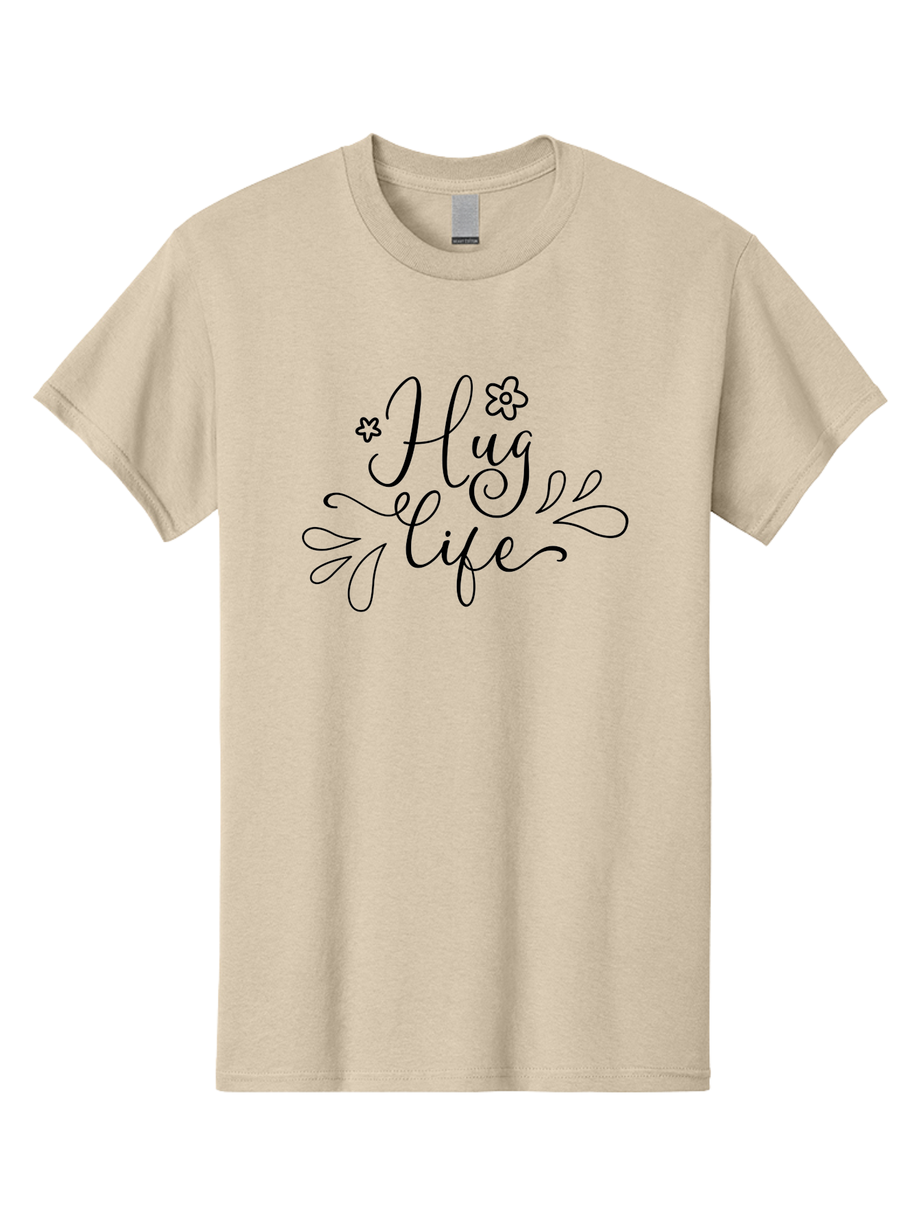 Hug-Life Men'S Graphic Tee, 100% Cotton, Comfortable Casual Summer Wear, Machine Washable, Motivational Quote, Inspirational Message, Positivity, Love, Happiness, Hand-Lettering, Floral Design, Artistic Calligraphy, Uplifting Words, Aac837 29
