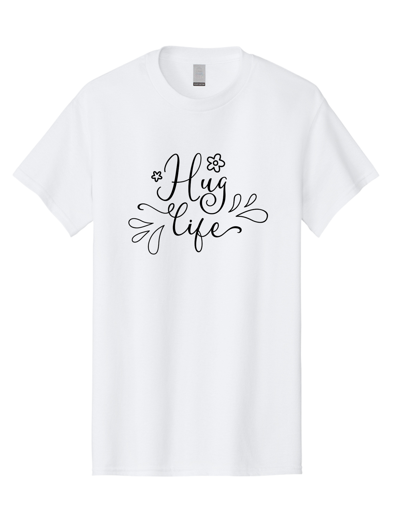 Hug-Life Men'S Graphic Tee, 100% Cotton, Comfortable Casual Summer Wear, Machine Washable, Motivational Quote, Inspirational Message, Positivity, Love, Happiness, Hand-Lettering, Floral Design, Artistic Calligraphy, Uplifting Words, Aac837 27
