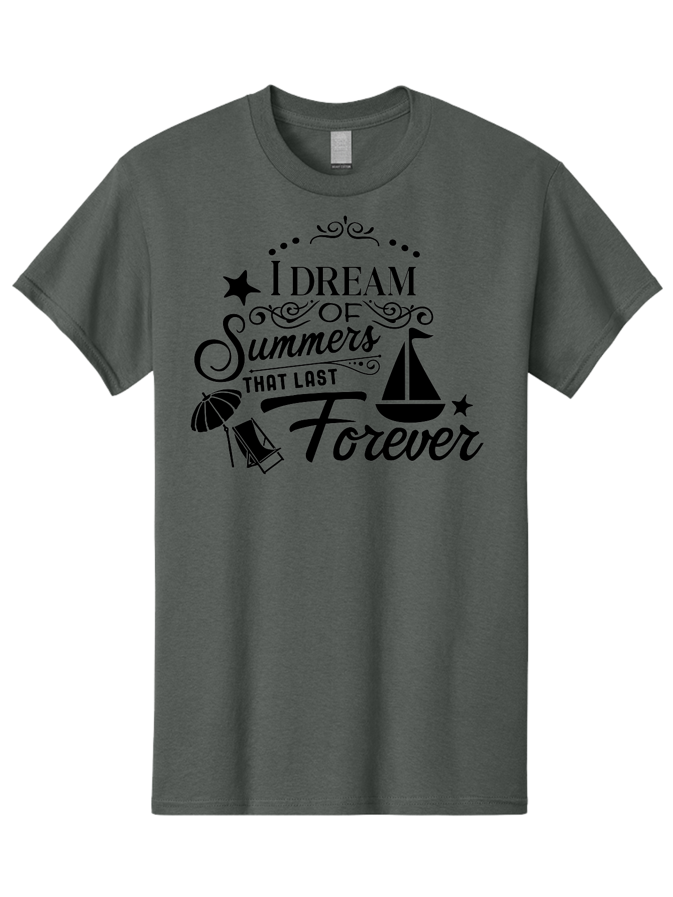 I-Dream-Of-Summers-That-Last-Forever Men'S Graphic Tee, 100% Cotton, Comfortable Casual Summer Wear, Machine Washable, Summertime Vibes, Sailing, Beach Umbrella, Summer Dreams, Endless Summer, Sailboat, Beach Life, Vacation Mode, Aac845 21