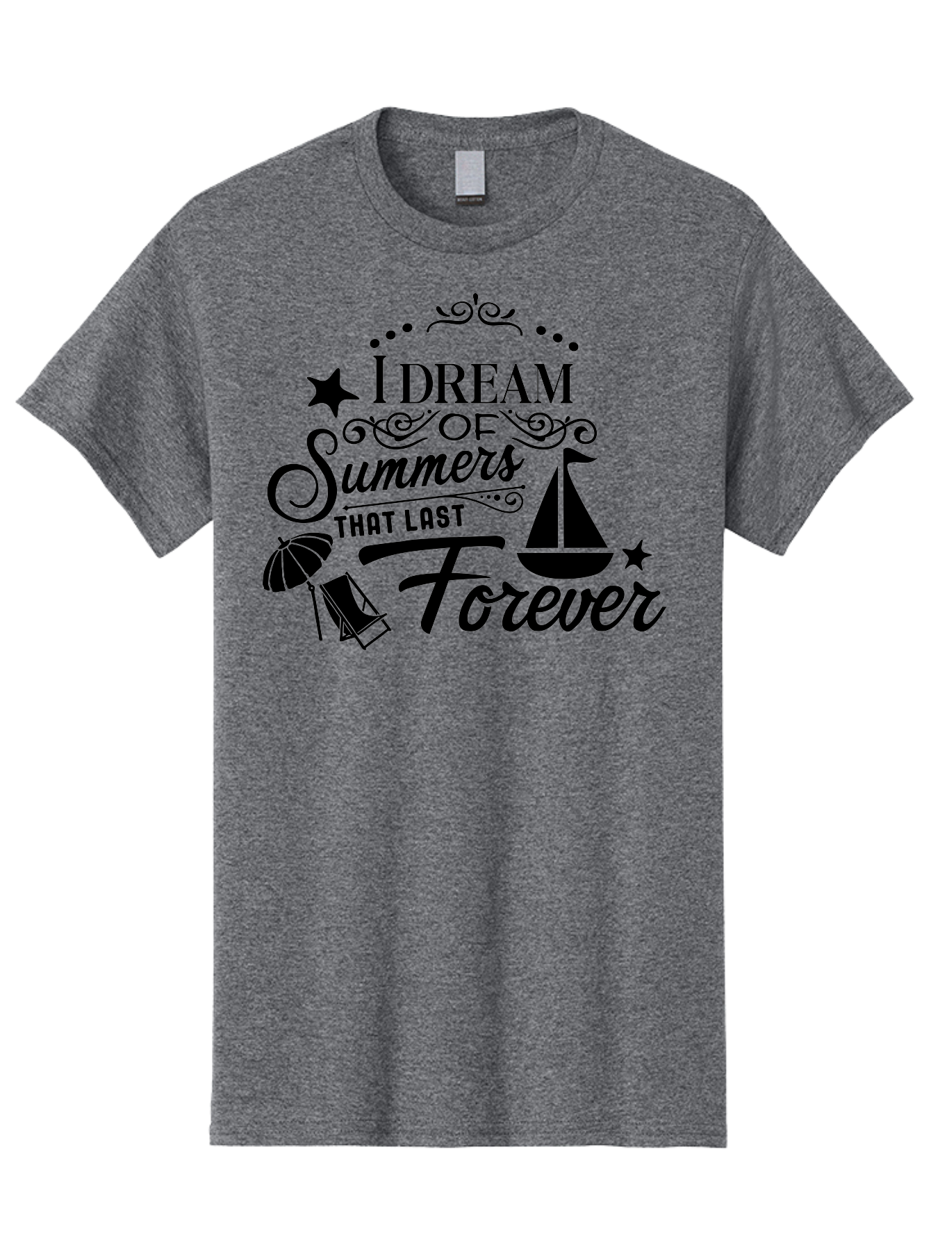 I-Dream-Of-Summers-That-Last-Forever Men'S Graphic Tee, 100% Cotton, Comfortable Casual Summer Wear, Machine Washable, Summertime Vibes, Sailing, Beach Umbrella, Summer Dreams, Endless Summer, Sailboat, Beach Life, Vacation Mode, Aac845 25