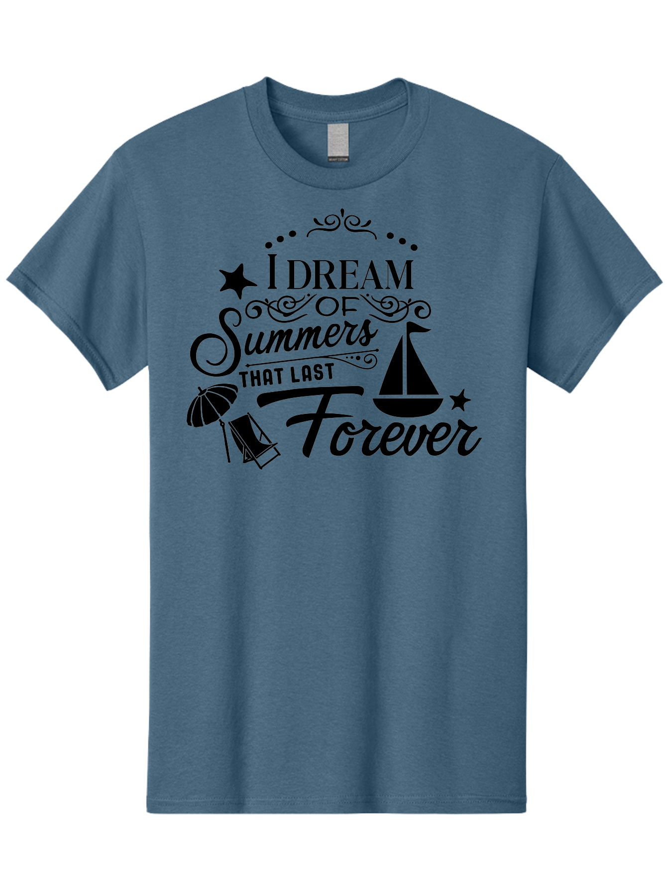 I-Dream-Of-Summers-That-Last-Forever Men'S Graphic Tee, 100% Cotton, Comfortable Casual Summer Wear, Machine Washable, Summertime Vibes, Sailing, Beach Umbrella, Summer Dreams, Endless Summer, Sailboat, Beach Life, Vacation Mode, Aac845 19