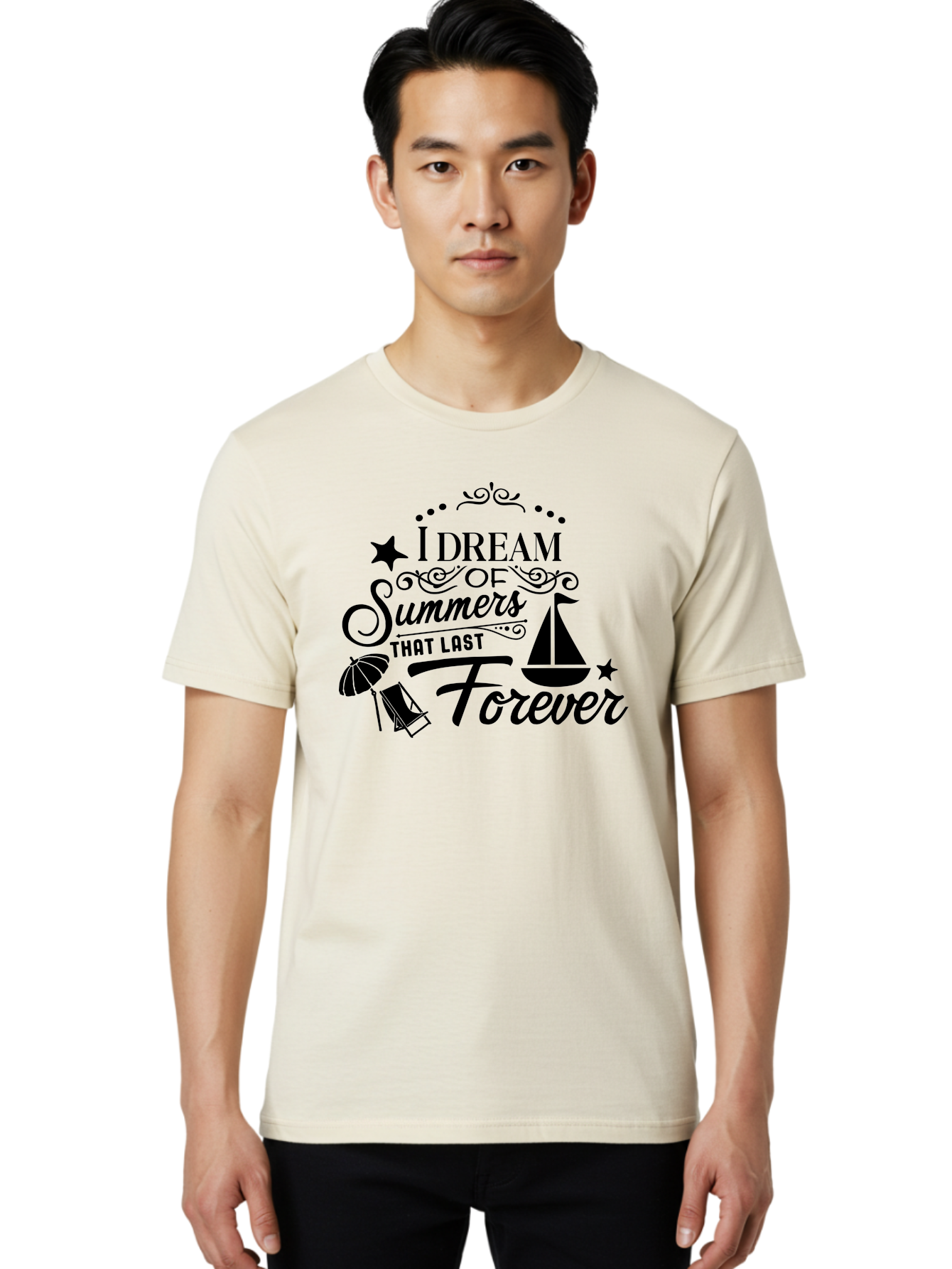 I-Dream-Of-Summers-That-Last-Forever Men'S Graphic Tee, 100% Cotton, Comfortable Casual Summer Wear, Machine Washable, Summertime Vibes, Sailing, Beach Umbrella, Summer Dreams, Endless Summer, Sailboat, Beach Life, Vacation Mode, Aac845 12