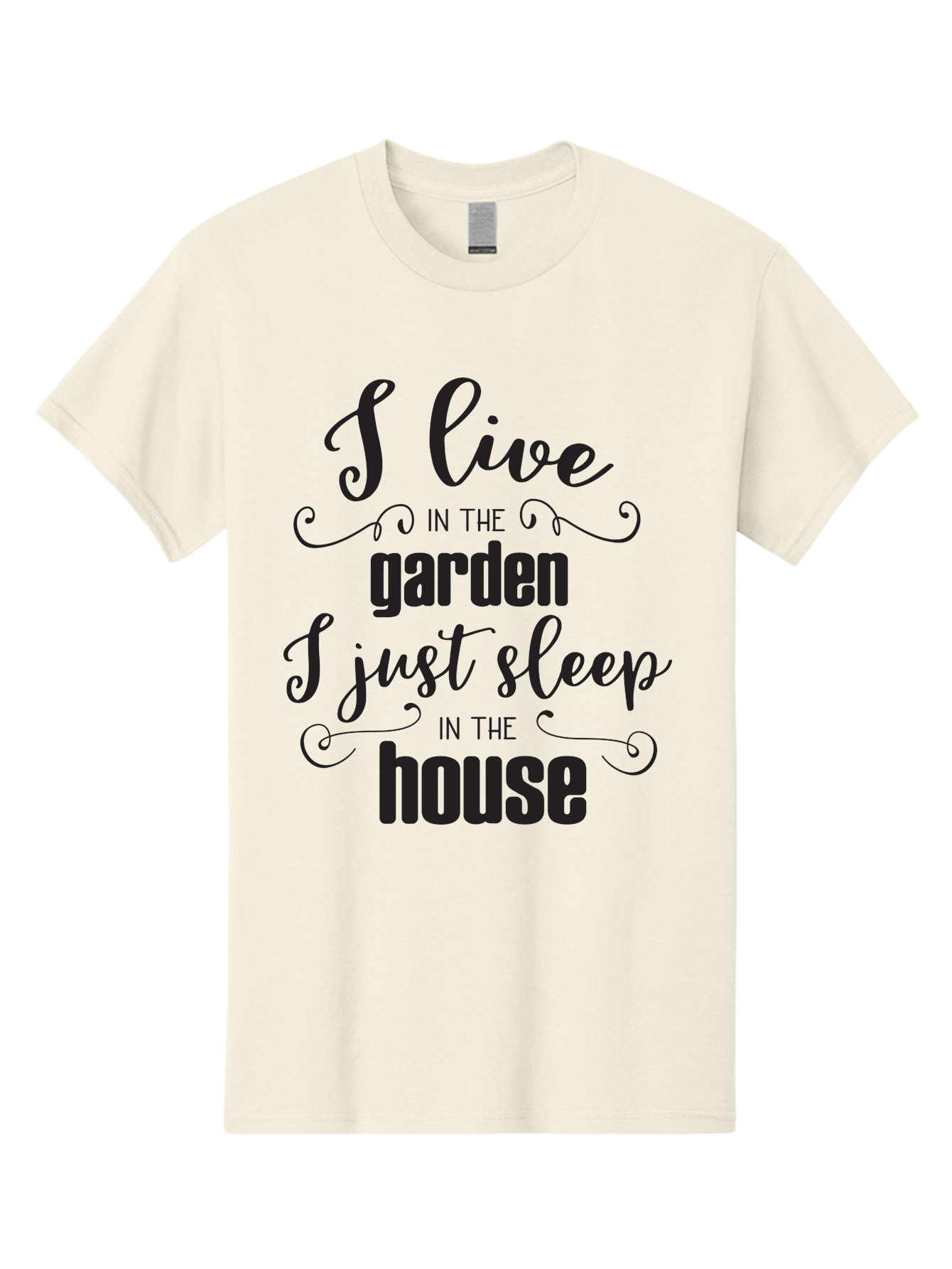 I-Live-In-The-Garden-I-Just-Sleep-In-The-House Men'S Graphic Tee, 100% Cotton, Comfortable Casual Summer Wear, Machine Washable, Inspirational Quote, Garden Lover, House And Garden, Outdoor Living, Nature Enthusiast, Gardening Life, Quote Art, Aac852 27