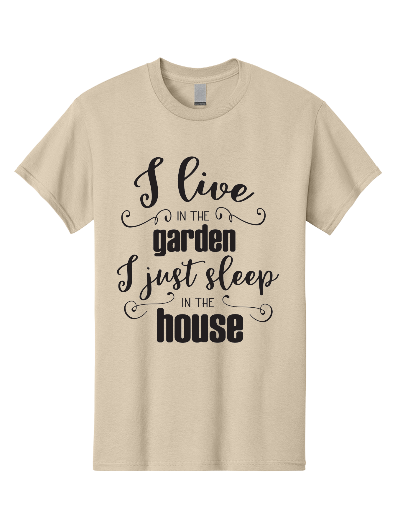 I-Live-In-The-Garden-I-Just-Sleep-In-The-House Men'S Graphic Tee, 100% Cotton, Comfortable Casual Summer Wear, Machine Washable, Inspirational Quote, Garden Lover, House And Garden, Outdoor Living, Nature Enthusiast, Gardening Life, Quote Art, Aac852 19