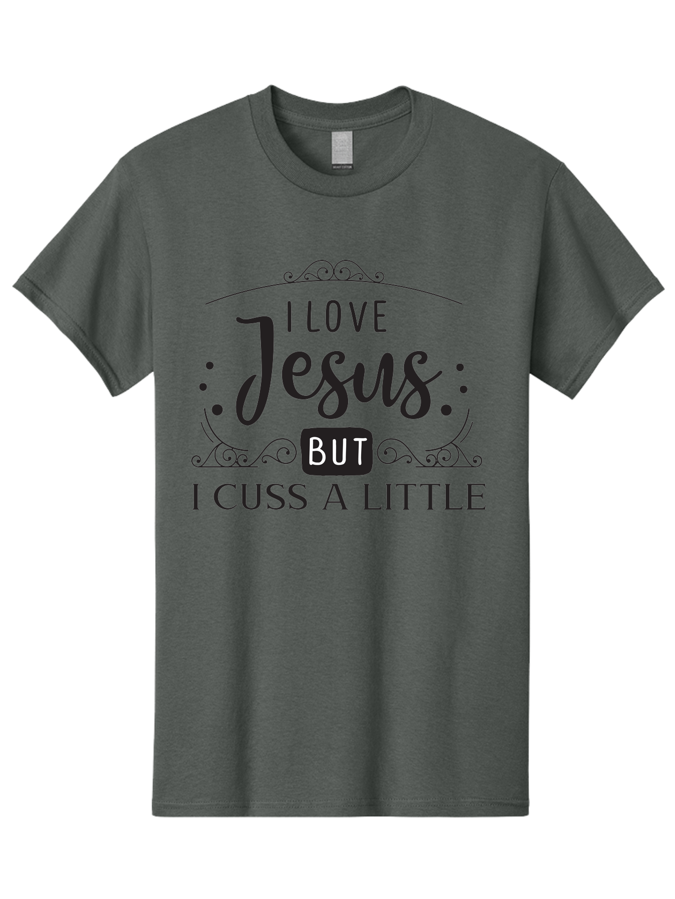 I-Love-Jesus-But-I-Cuss-A-Little Men'S Graphic Tee, 100% Cotton, Comfortable Casual Summer Wear, Machine Washable, Faithful Saying, Inspirational Quote, Jesus Love, Cussing Humor, Christian Faith, Religious Phrase, Inspirational Words, Aac855 17