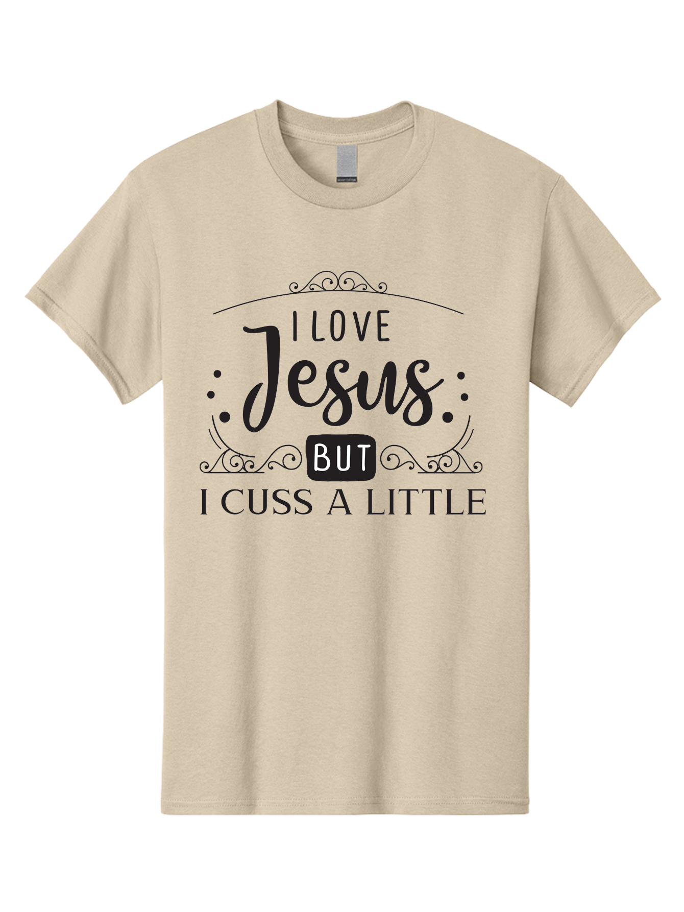 I-Love-Jesus-But-I-Cuss-A-Little Men'S Graphic Tee, 100% Cotton, Comfortable Casual Summer Wear, Machine Washable, Faithful Saying, Inspirational Quote, Jesus Love, Cussing Humor, Christian Faith, Religious Phrase, Inspirational Words, Aac855 3
