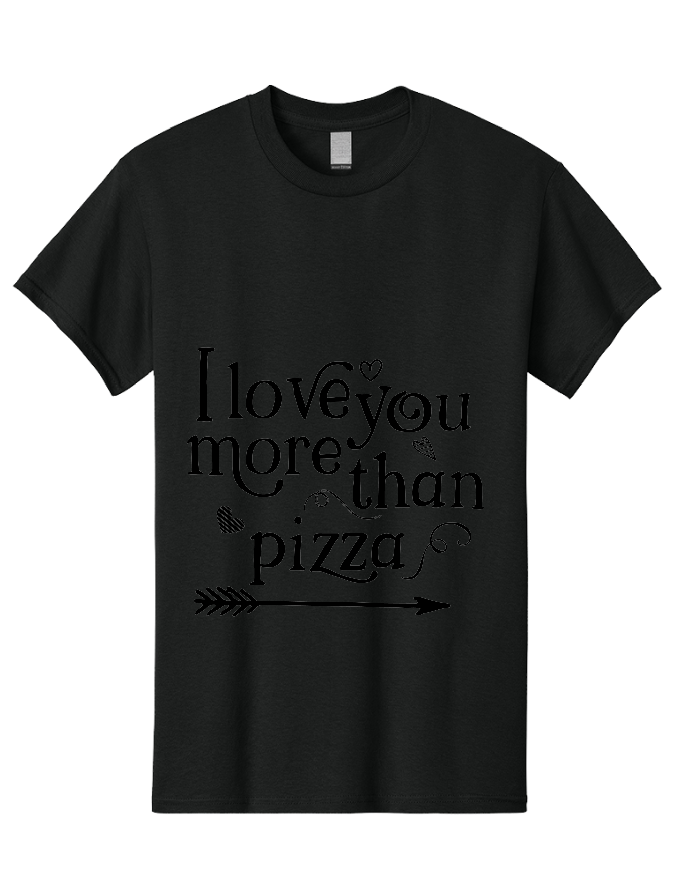 I-Love-You-More-Than-Pizza Men'S Graphic Tee, 100% Cotton, Comfortable Casual Summer Wear, Machine Washable, Love Quote, Pizza Love, Romantic Phrase, Heartwarming Saying, Valentine'S Day Message, Cute Typography, Arrow Design, Whimsical Hearts Aac857 5