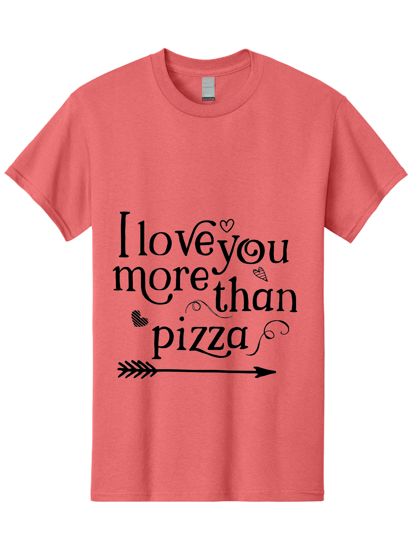 I-Love-You-More-Than-Pizza Men'S Graphic Tee, 100% Cotton, Comfortable Casual Summer Wear, Machine Washable, Love Quote, Pizza Love, Romantic Phrase, Heartwarming Saying, Valentine'S Day Message, Cute Typography, Arrow Design, Whimsical Hearts Aac857 25