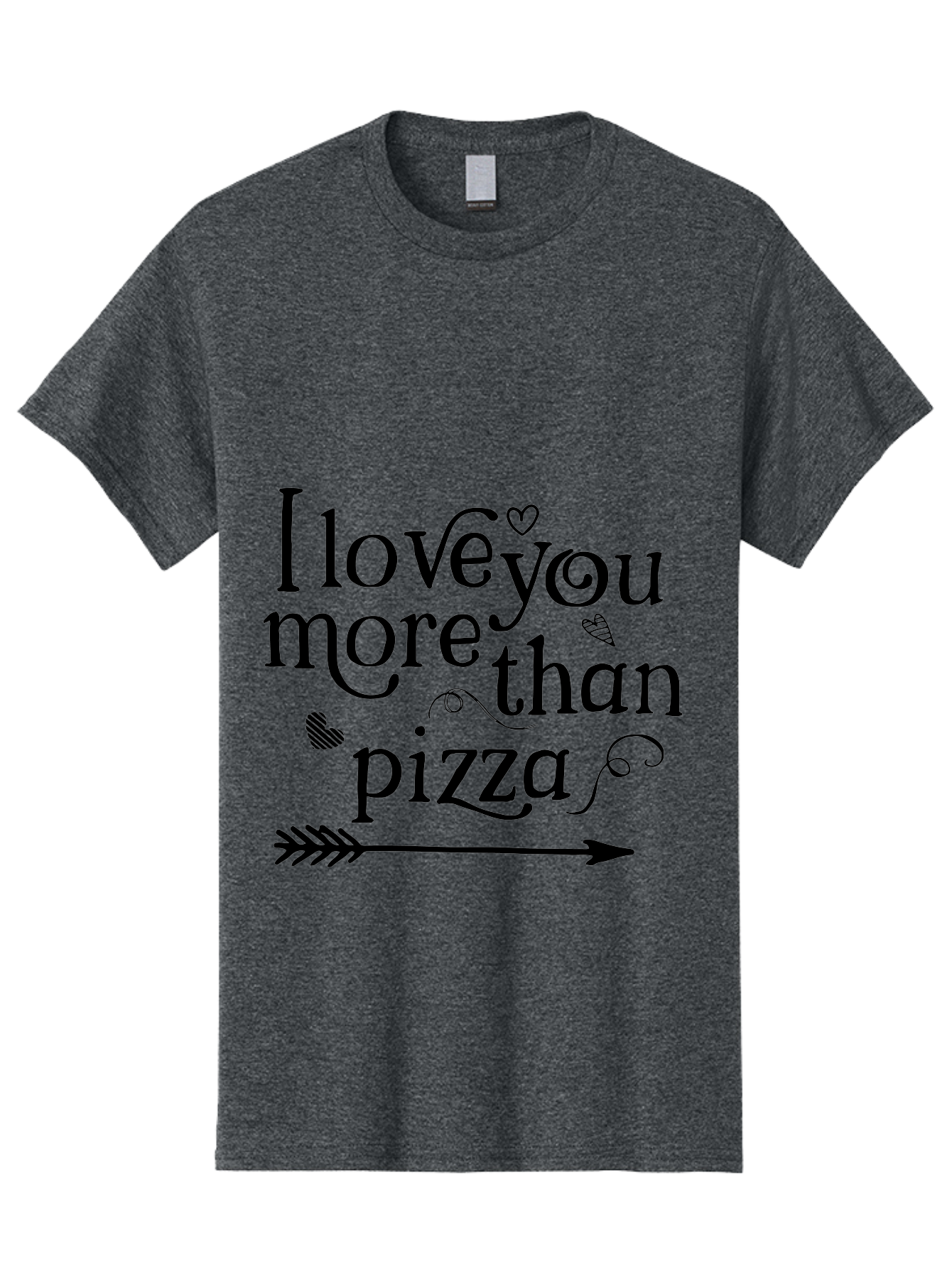 I-Love-You-More-Than-Pizza Men'S Graphic Tee, 100% Cotton, Comfortable Casual Summer Wear, Machine Washable, Love Quote, Pizza Love, Romantic Phrase, Heartwarming Saying, Valentine'S Day Message, Cute Typography, Arrow Design, Whimsical Hearts Aac857 27