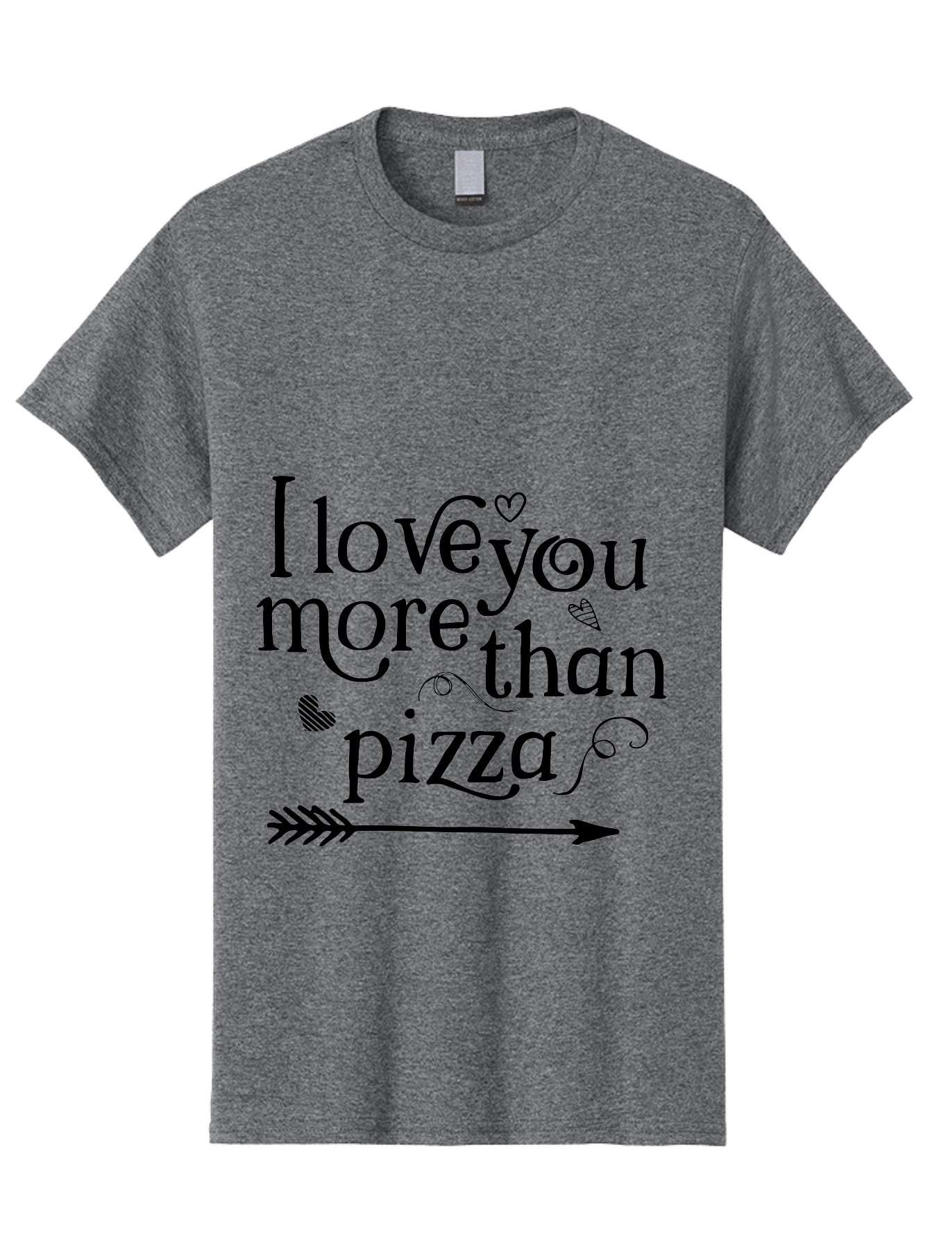 I-Love-You-More-Than-Pizza Men'S Graphic Tee, 100% Cotton, Comfortable Casual Summer Wear, Machine Washable, Love Quote, Pizza Love, Romantic Phrase, Heartwarming Saying, Valentine'S Day Message, Cute Typography, Arrow Design, Whimsical Hearts Aac857 23